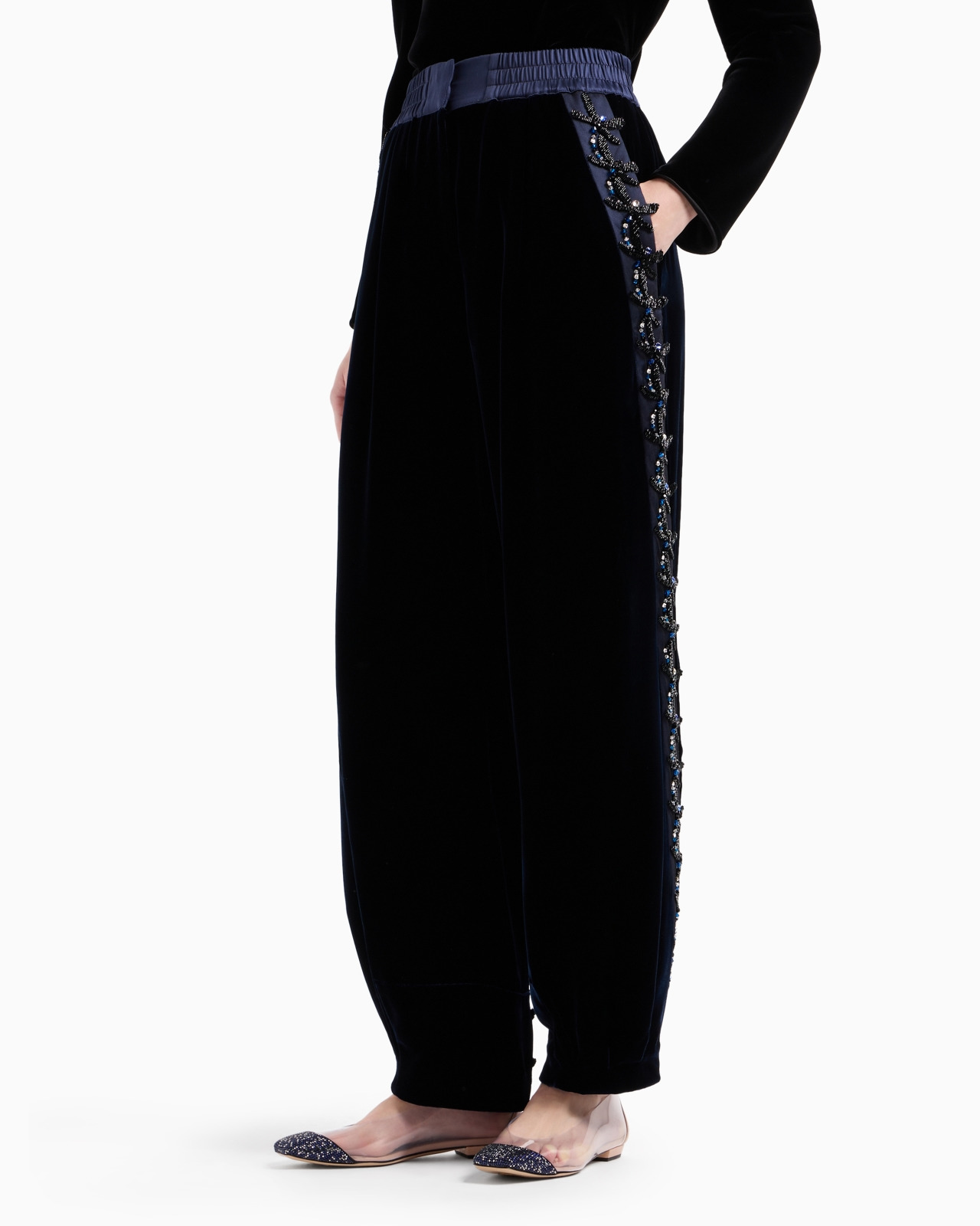 VELVET TROUSERS WITH DRAGONFLY EMBROIDERY - 4