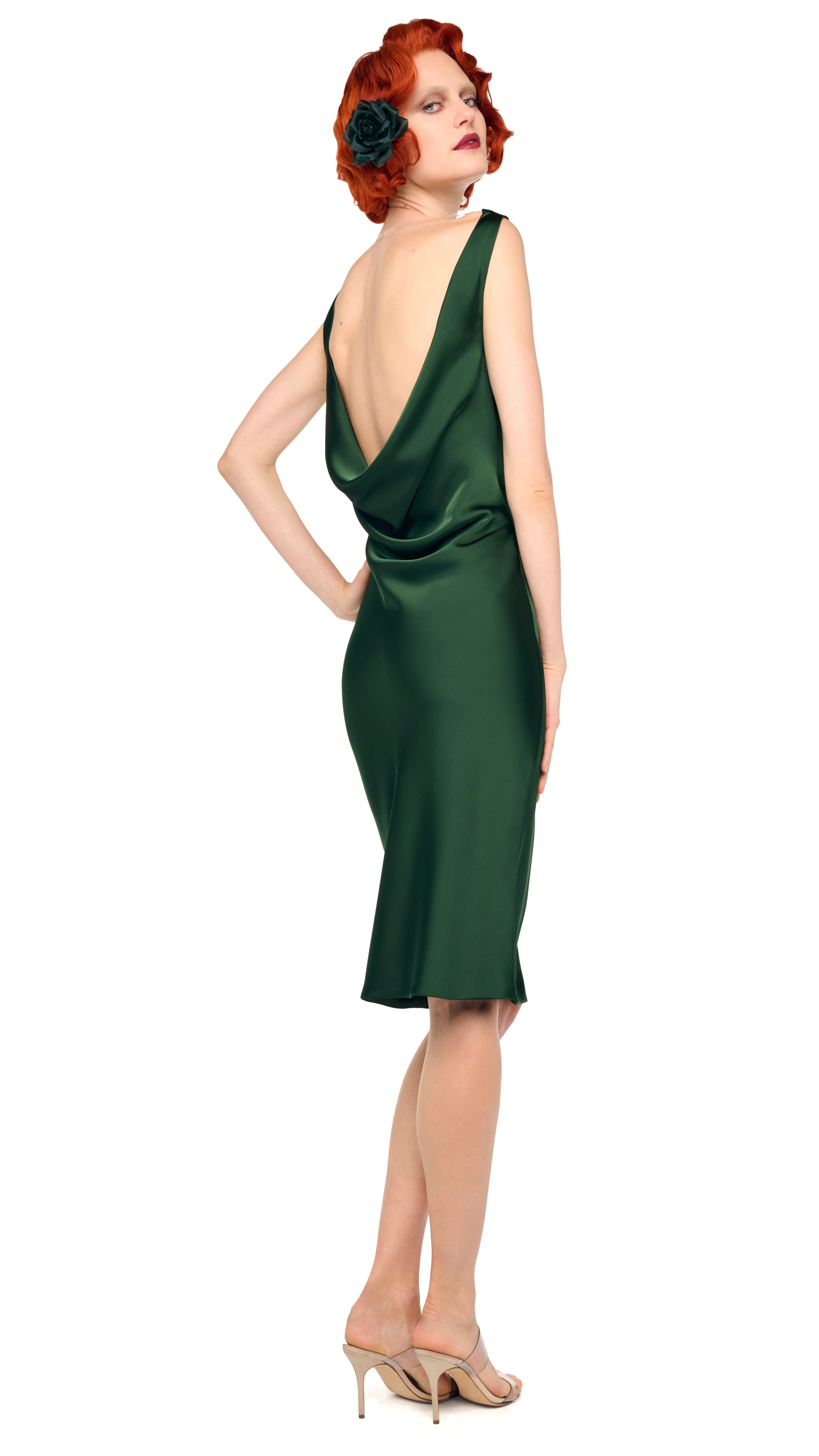 SLEEVELESS LOW BACK DRAPE DRESS - 1