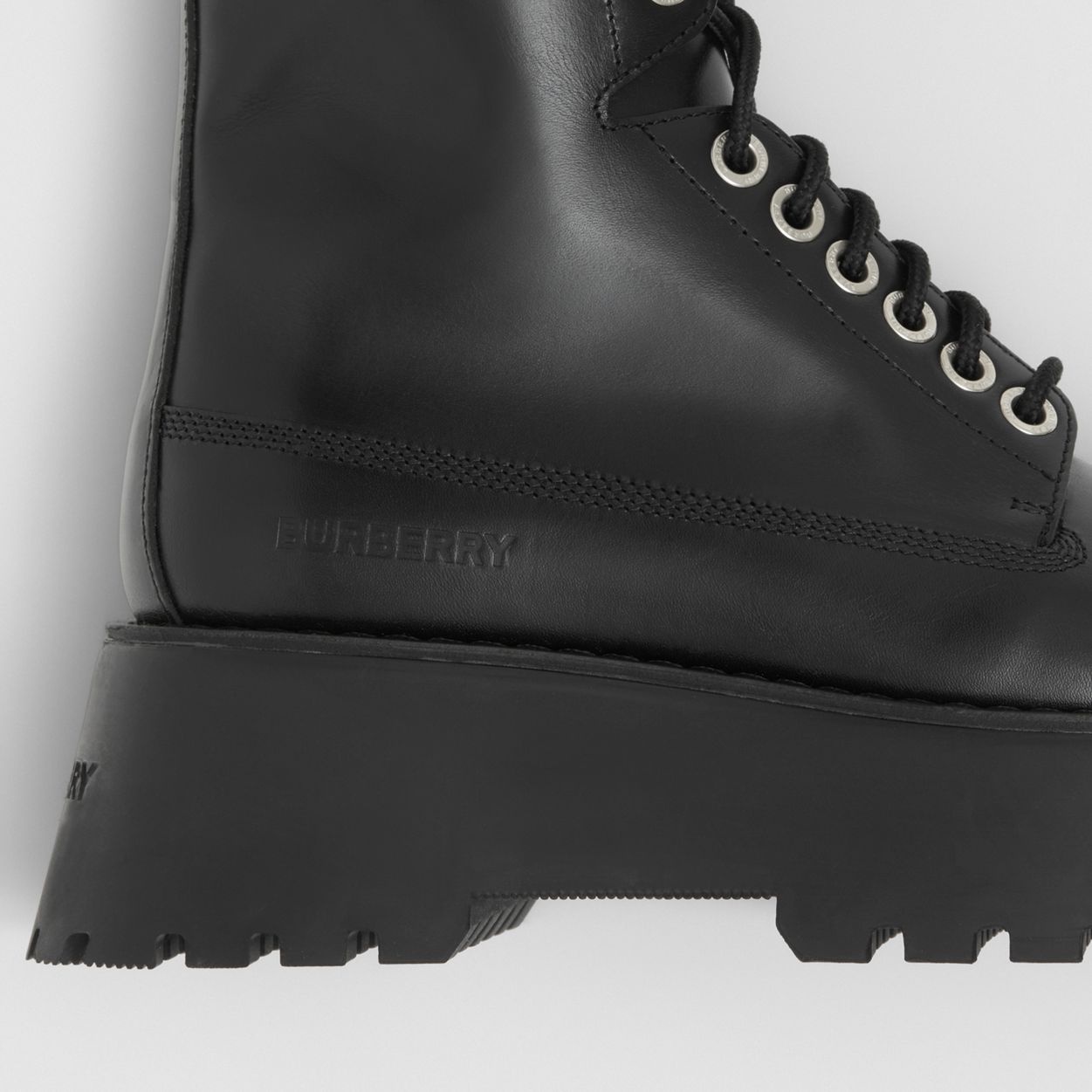 Logo Detail Platform Leather Boots - 2