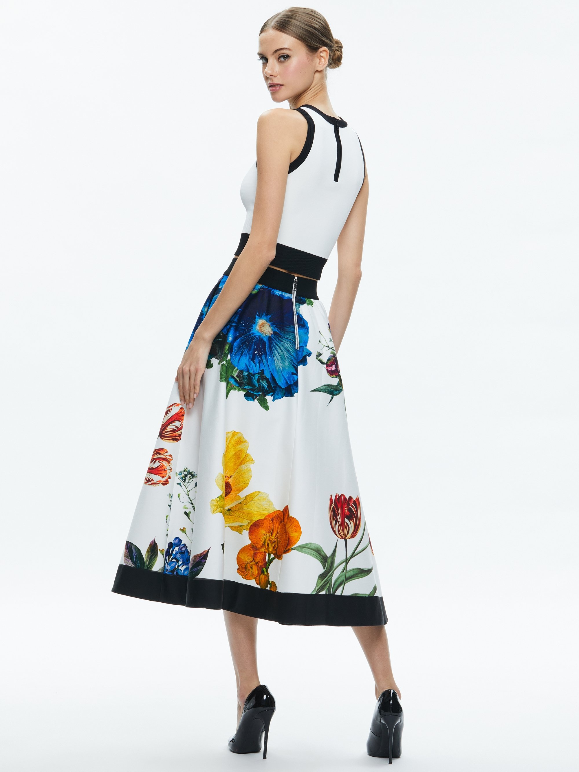 EARLA HIGH RISE FLARED MIDI SKIRT - 3