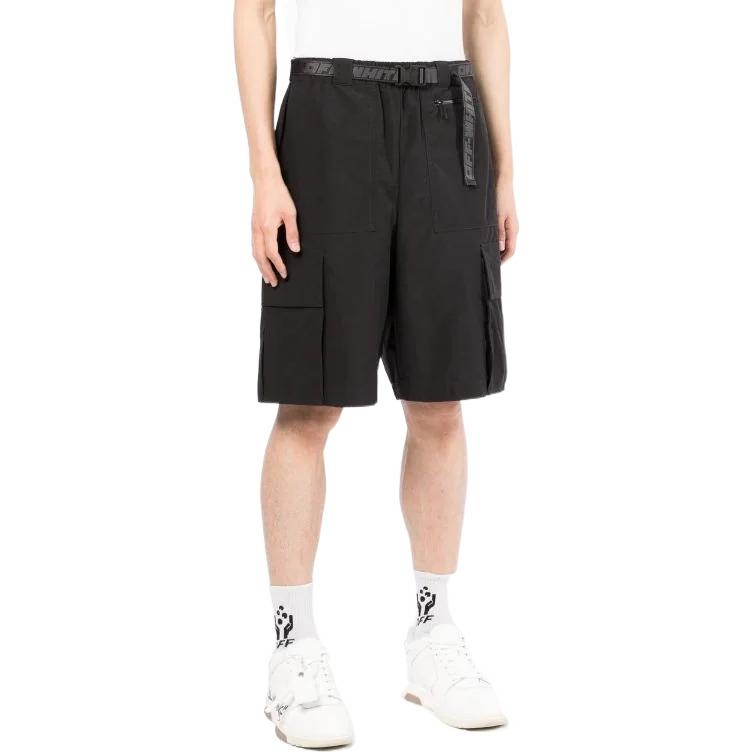 Off-White SS22 Industrial Solid Color Belt Casual Shorts Black OMCB064C99FAB0011007 - 4