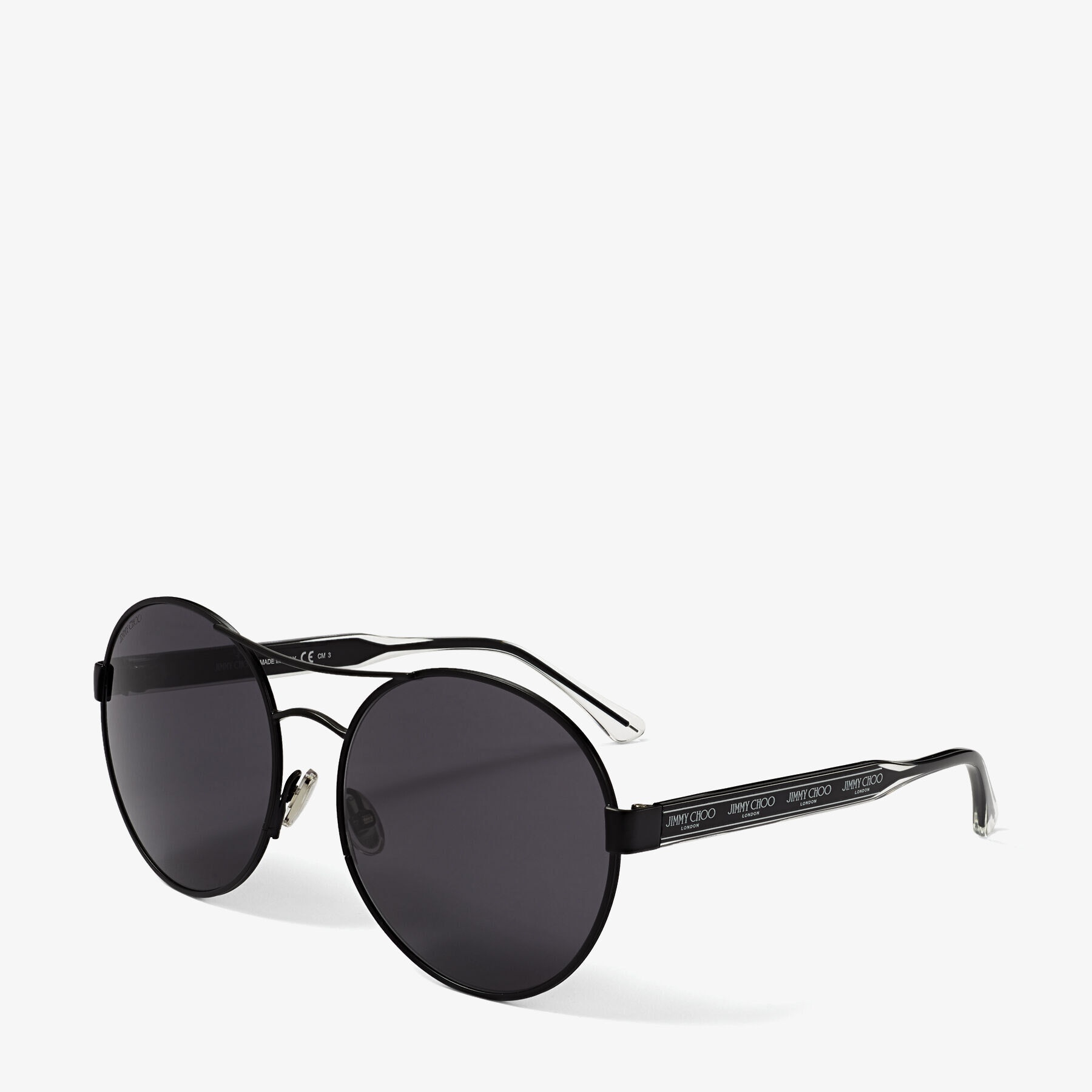 Yann
Black Round-Frame Sunglasses with Repeat Logo - 3