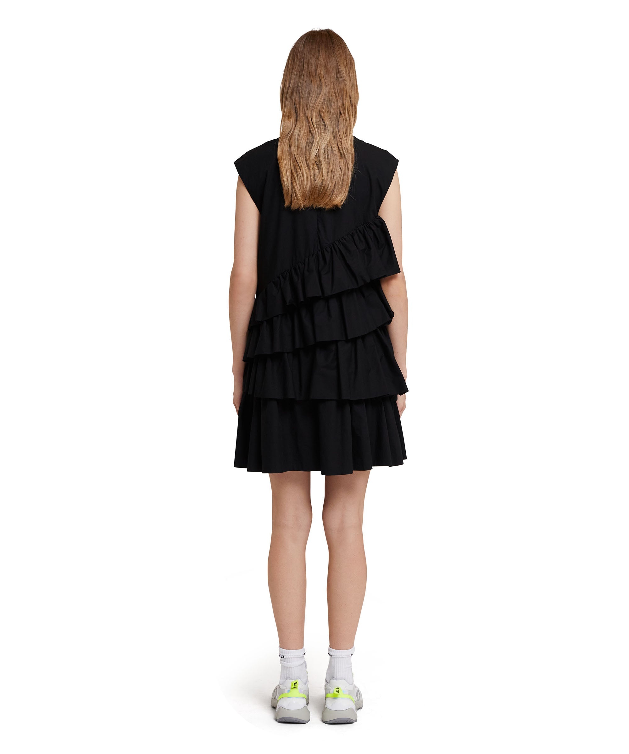 Sleeveless poplin dress with ruffles - 3