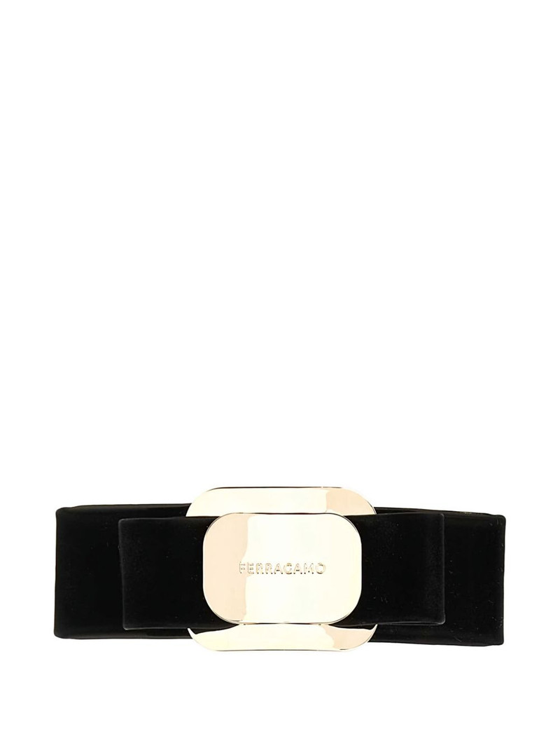bow-embellished leather hair clip 1