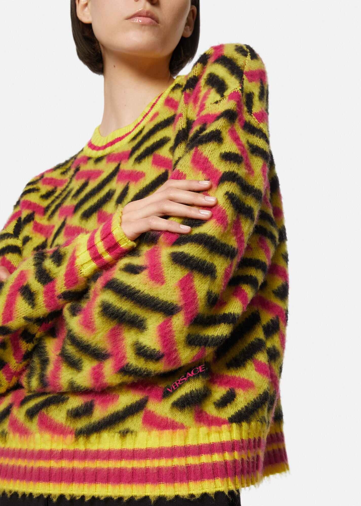 La Greca Accent Brushed Wool Sweater - 5