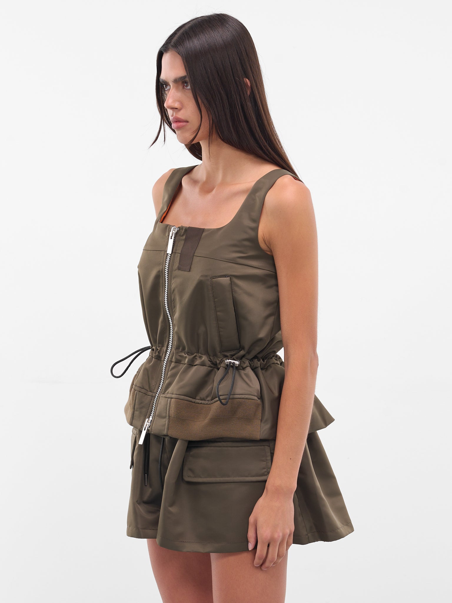 Khaki Nylon Bomber Tank Top - 2