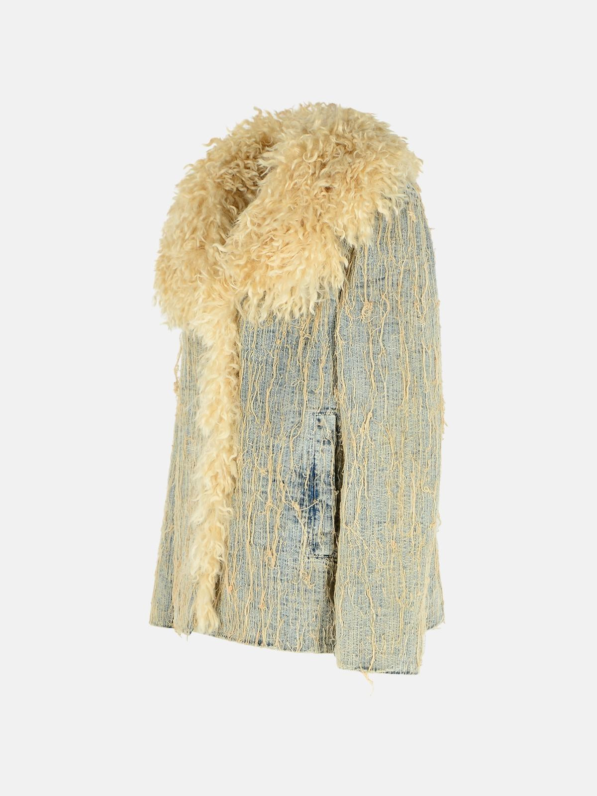 LIGHT BLUE COTTON BLEND JACKET - 2