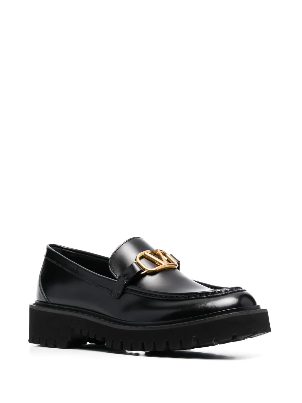 leather logo-plaque loafers - 2