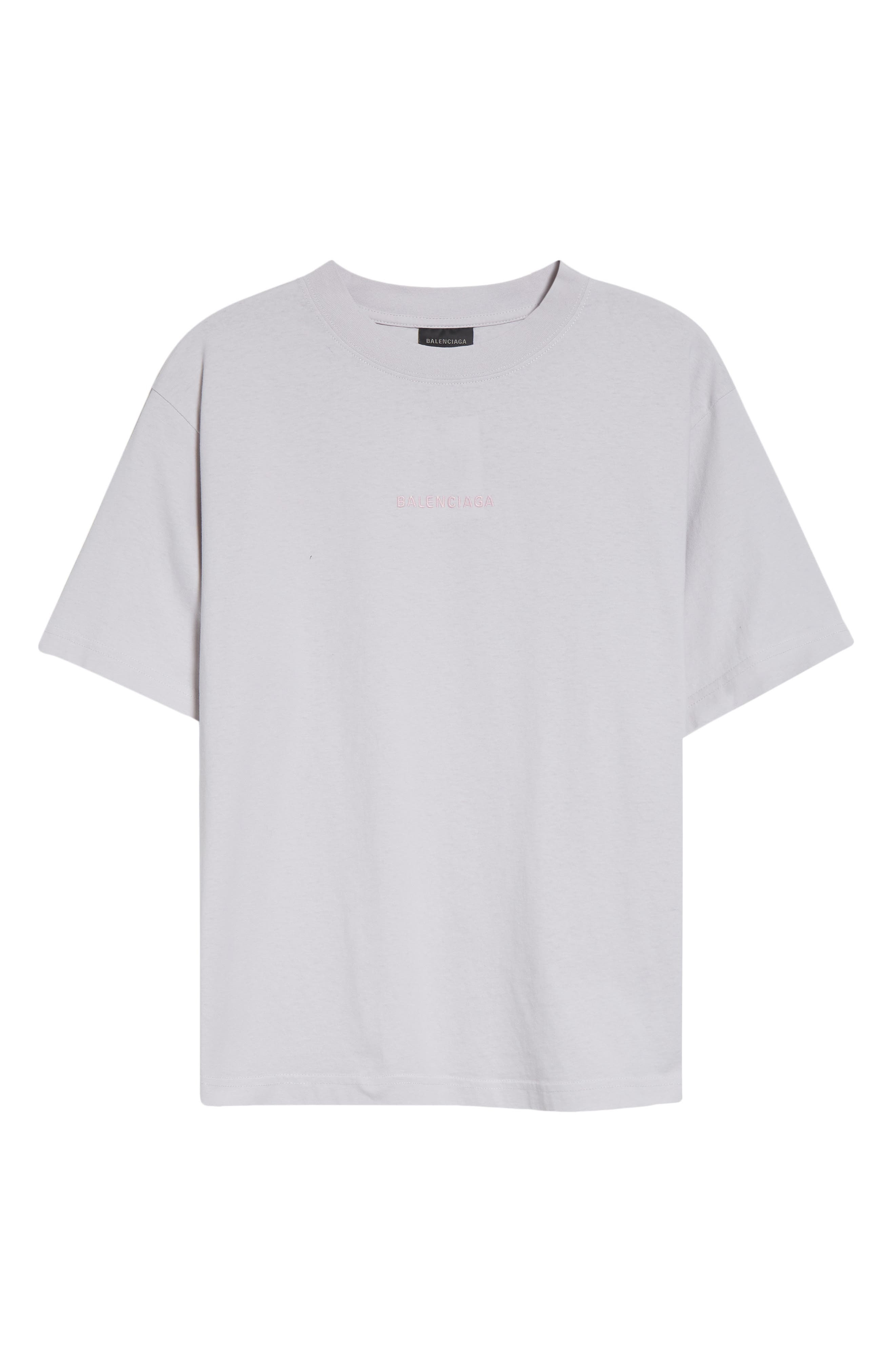 Balenciaga Medium Fit Embroidered Logo Graphic T-Shirt in Dirty White/Baby Pink at Nordstrom - 6