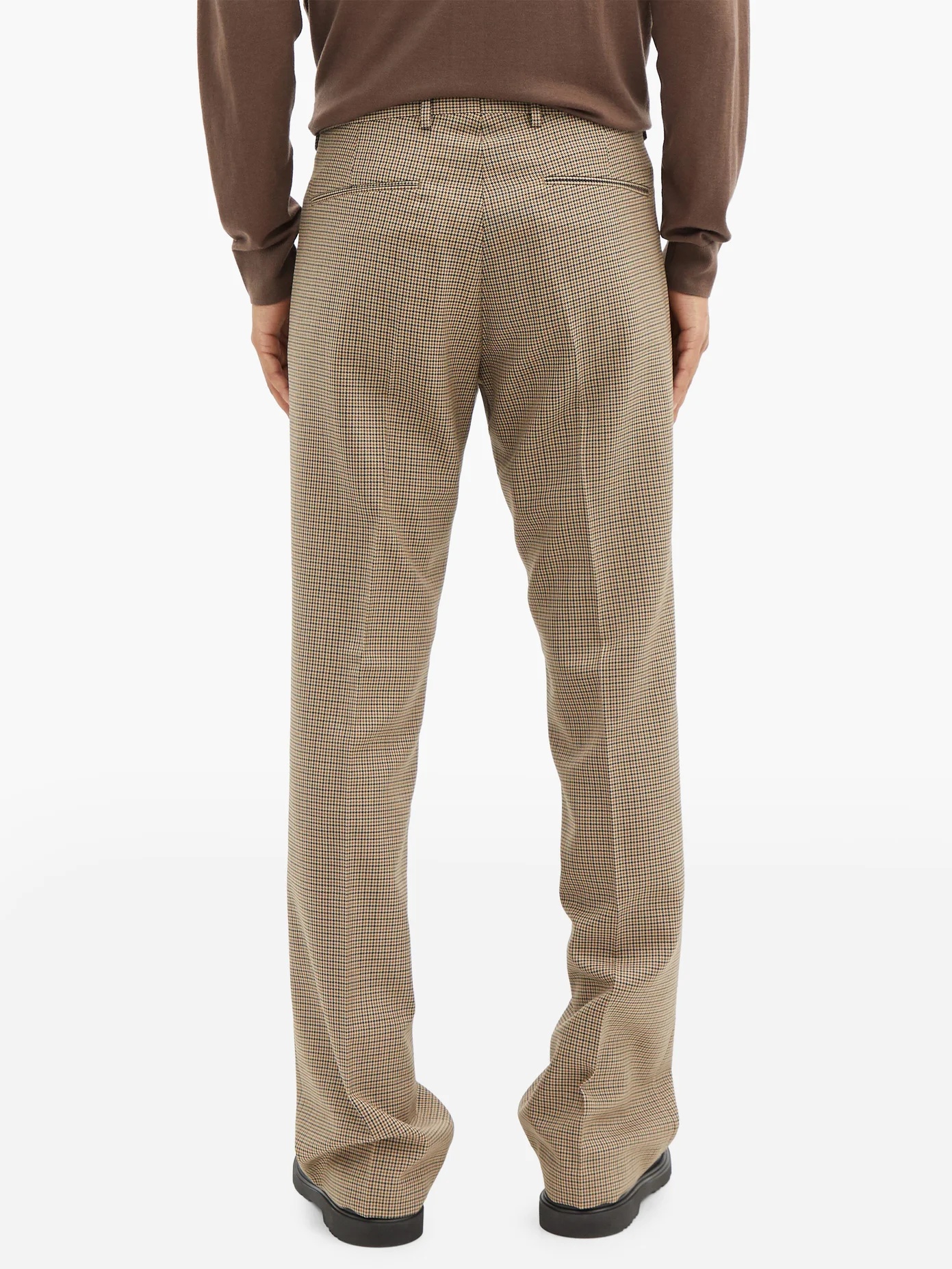 Houndstooth wool-twill straight-leg trousers - 5