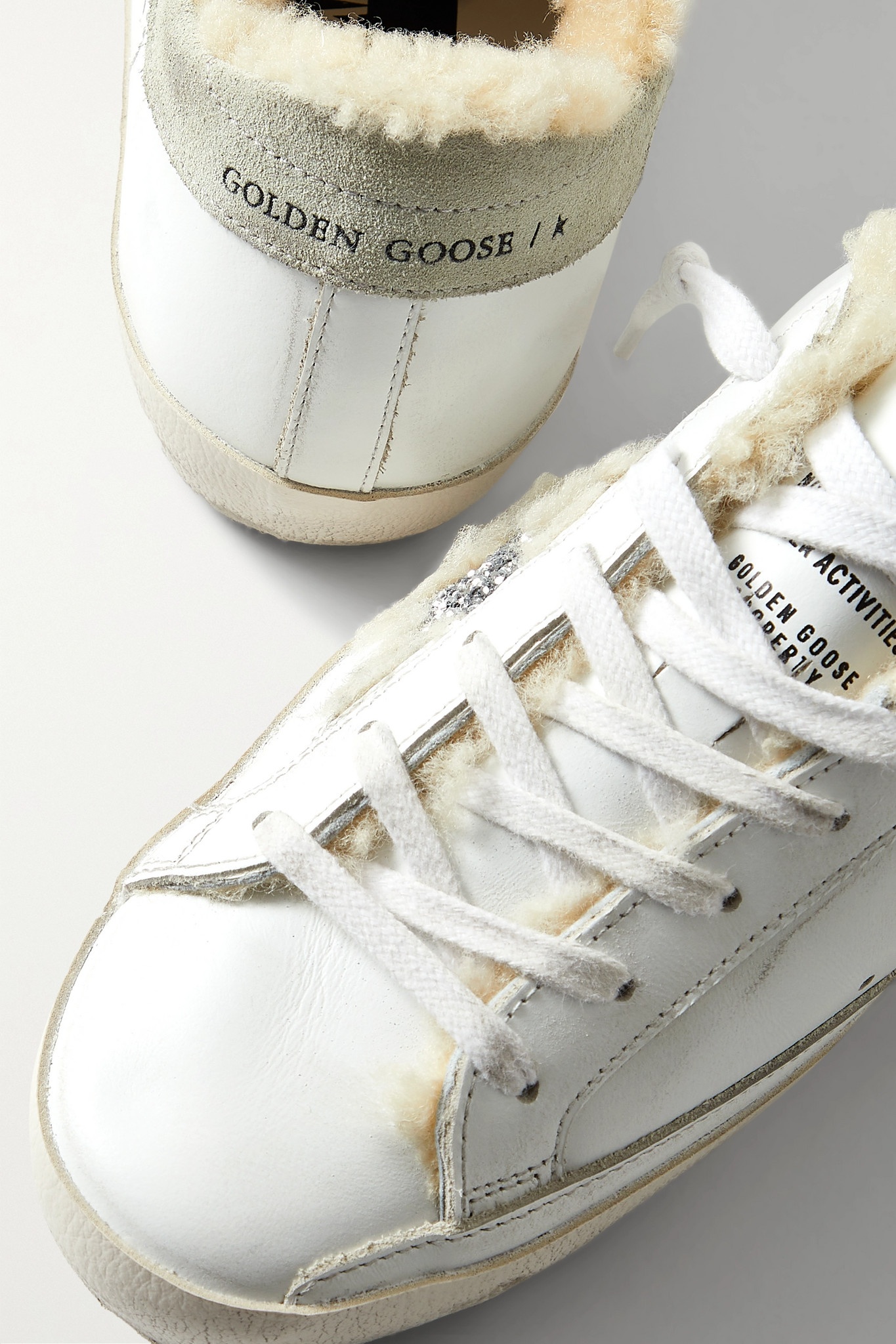 Superstar glittered distressed leather sneakers - 4