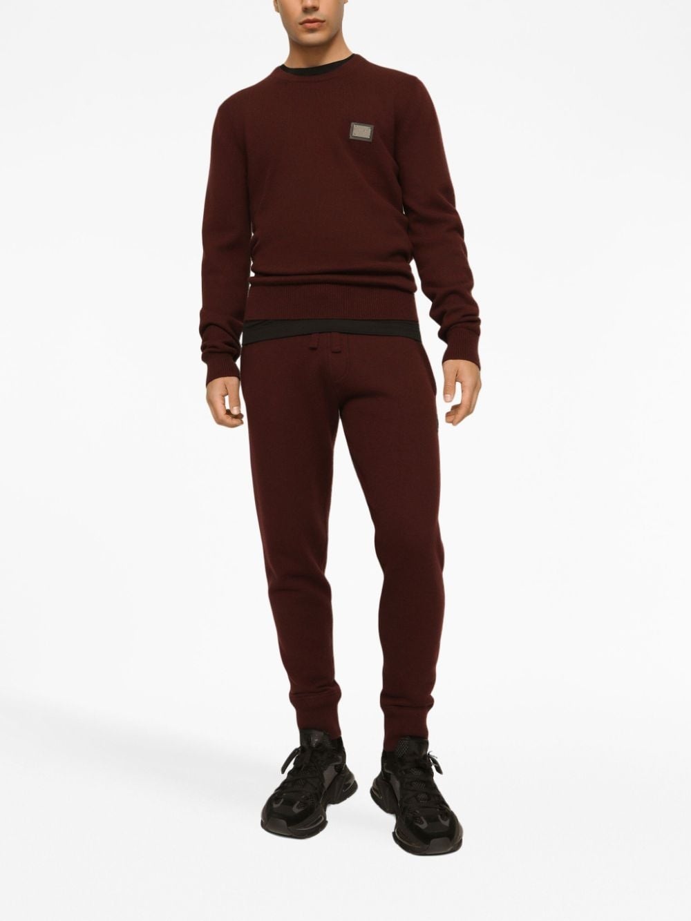logo-plaque knitted track pants - 3