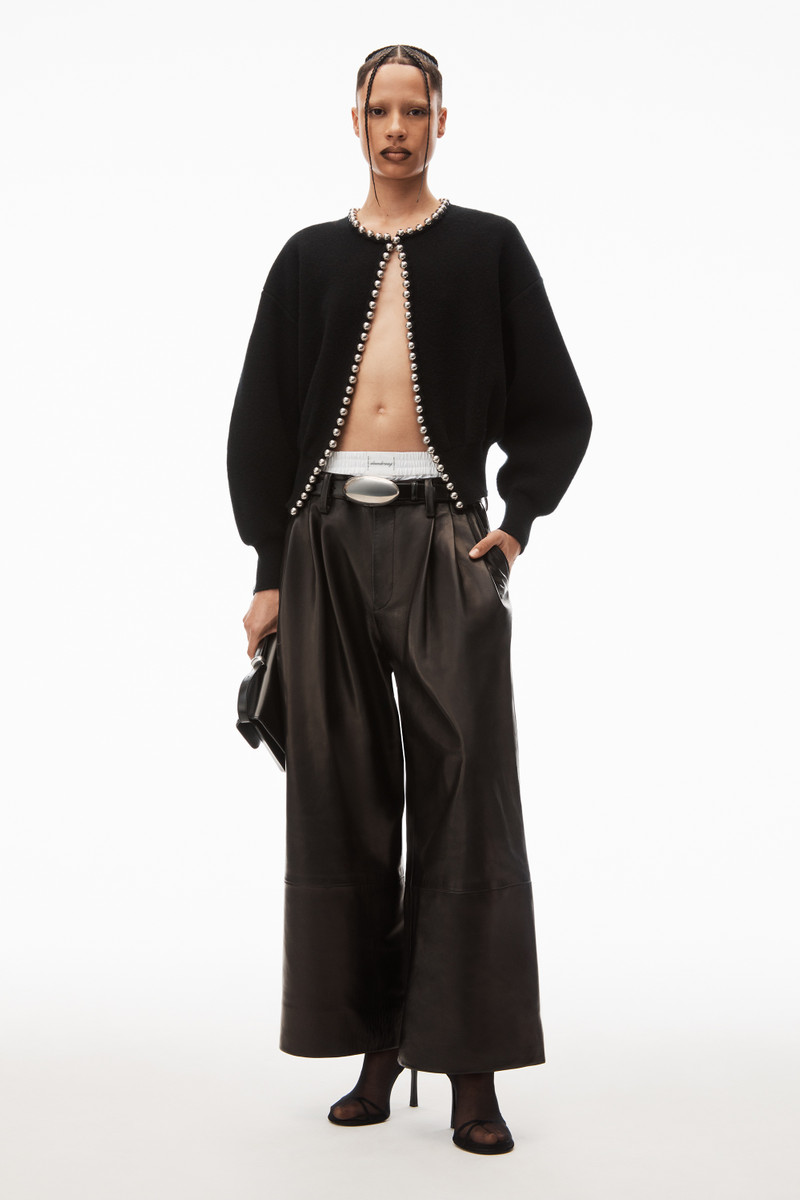 Alexander Wang crewneck cardigan with ball chain trim outlook