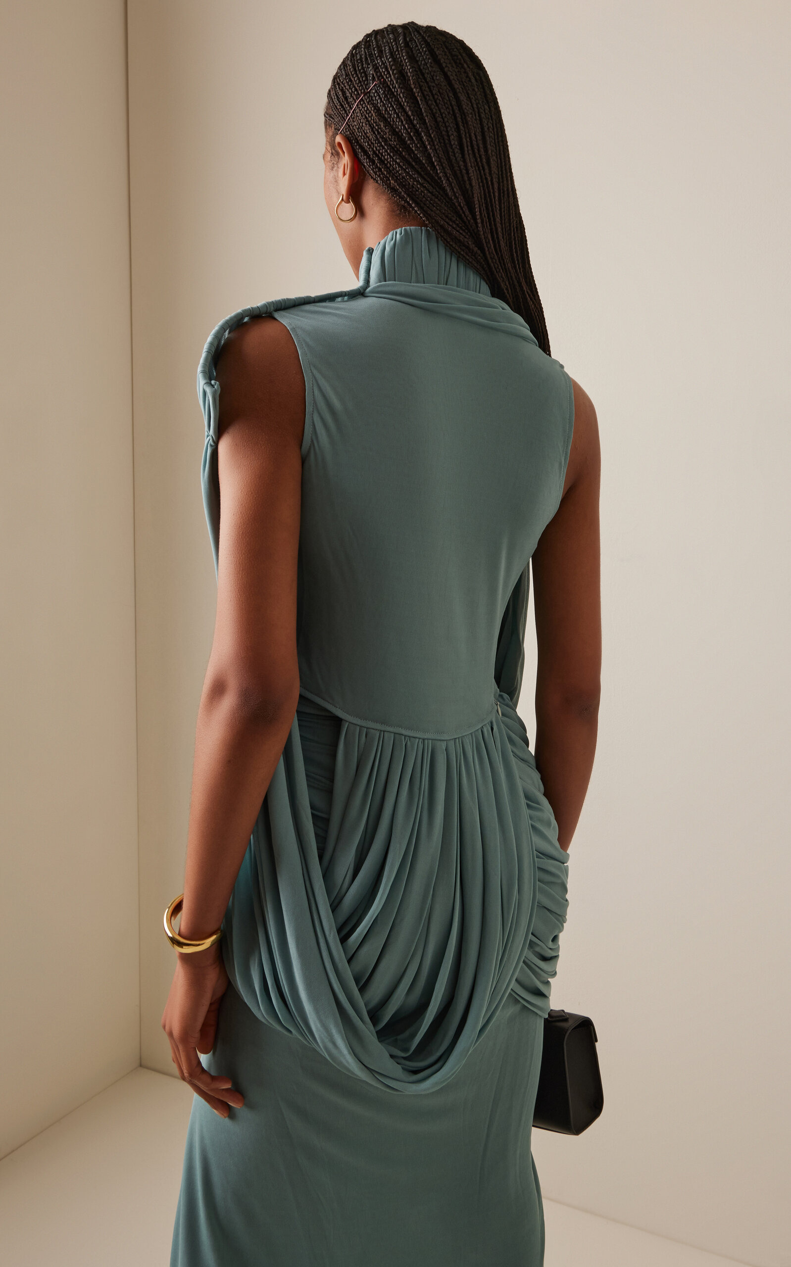 Exclusive Superb Draped Chiffon Top blue - 4