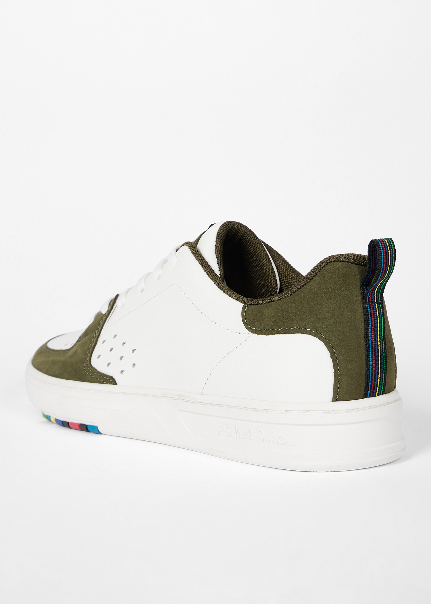 White and Khaki Panel 'Cosmo' Trainers - 3