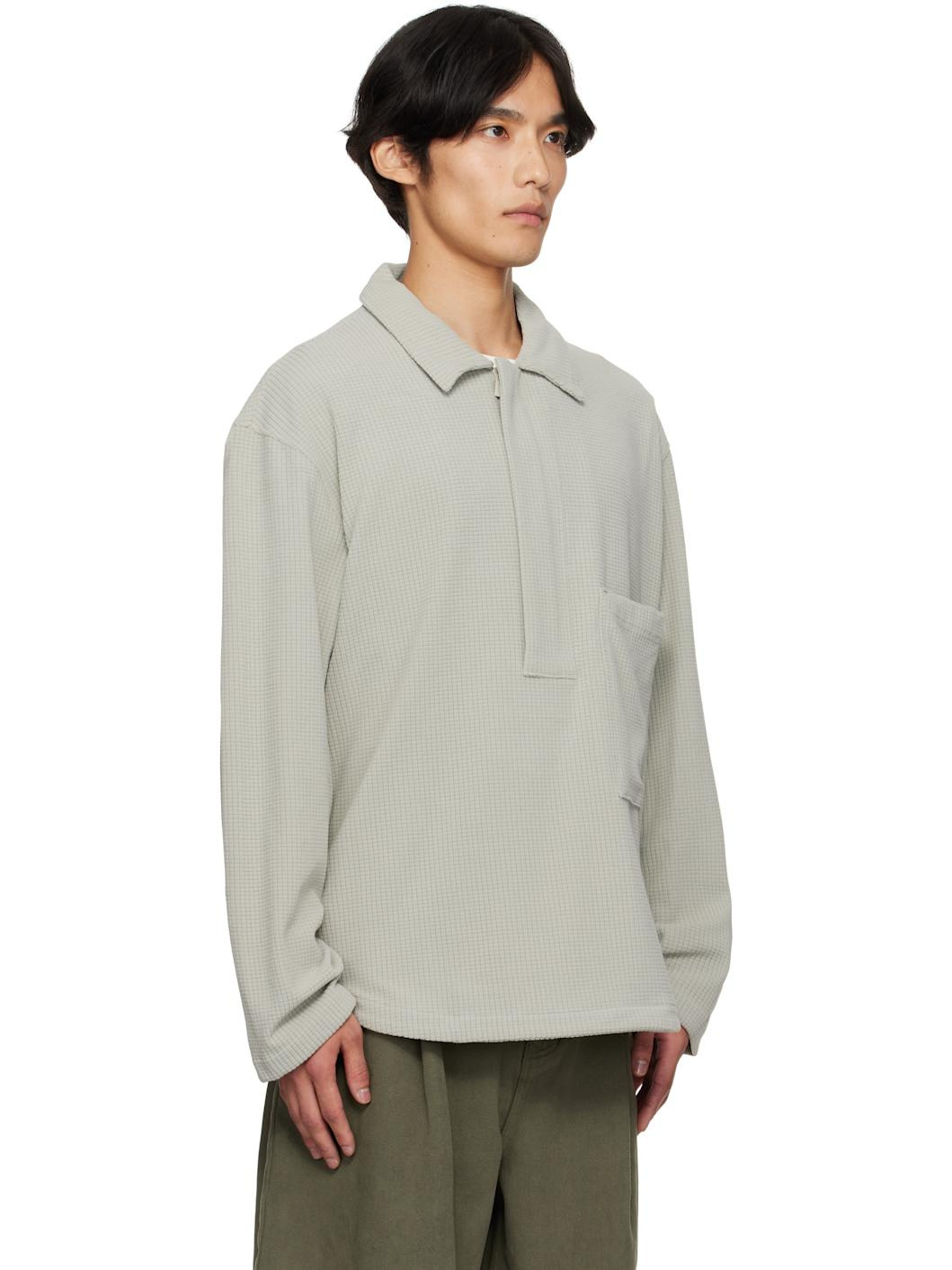 Gray Waffle Half-Zip Polo - 2