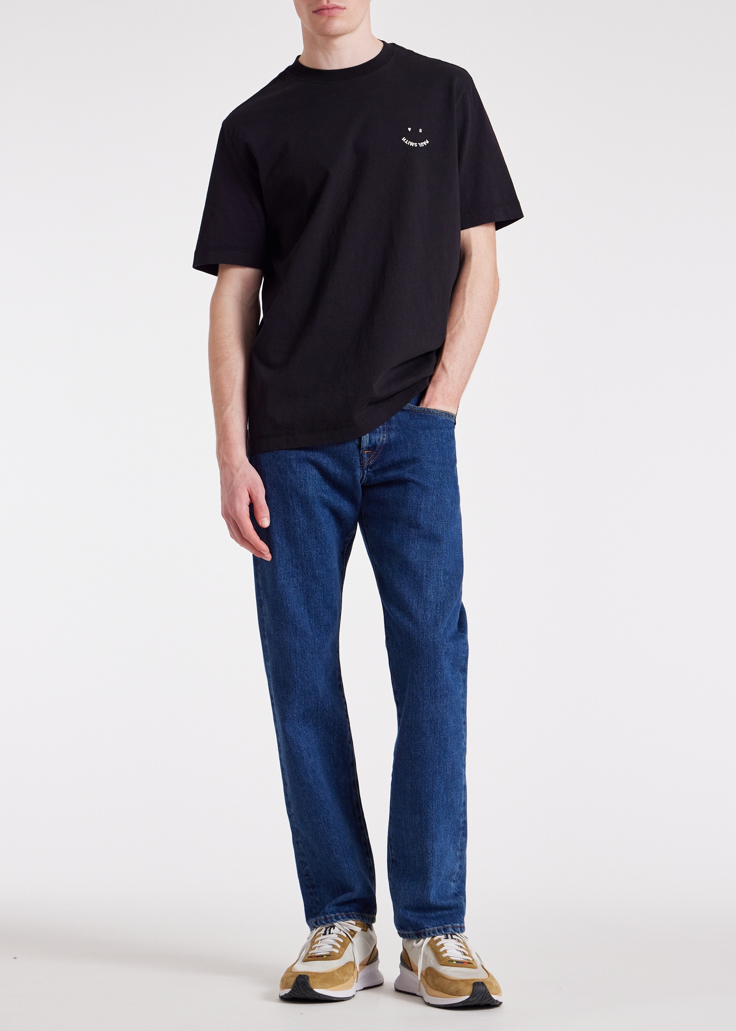 Black Cotton 'Happy' T-Shirt - 4