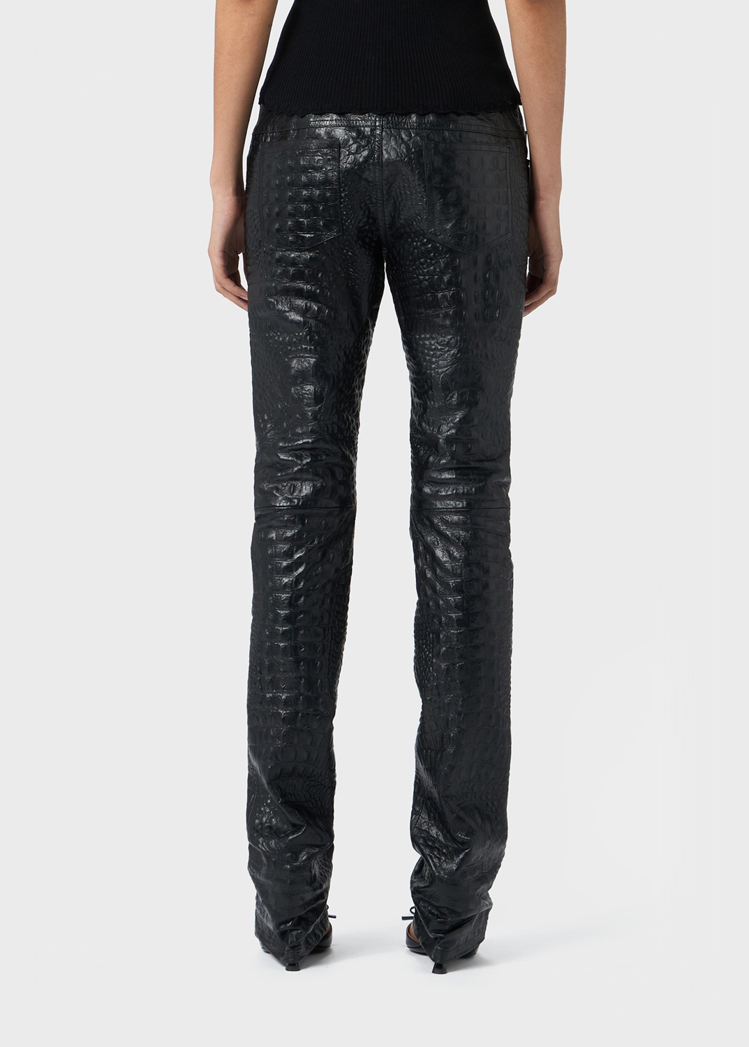 PANTS IN CROCODILE-EFFECT PRINT LEATHER - 4