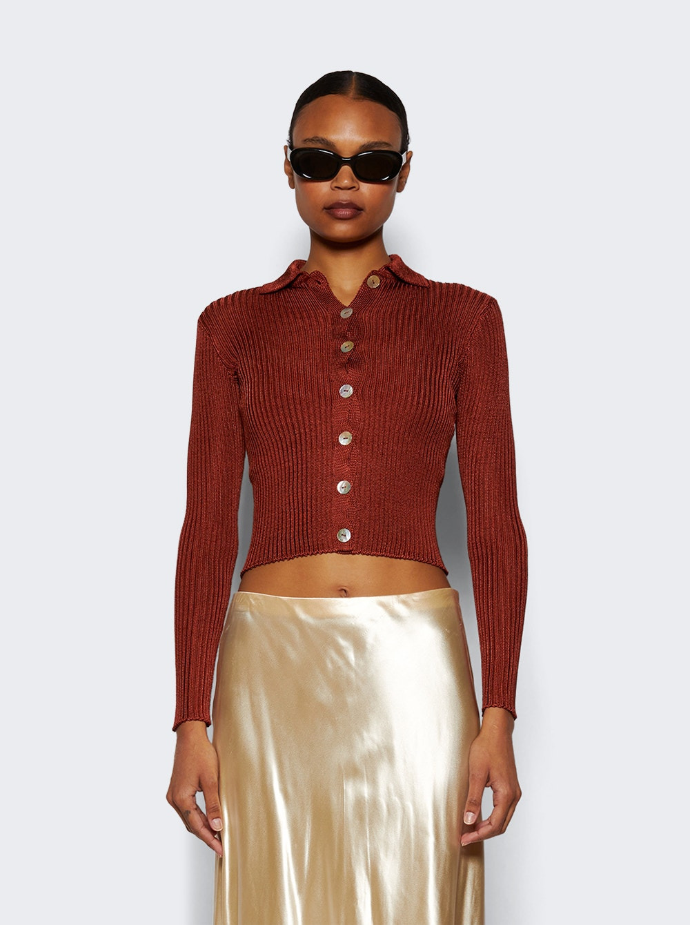 Ribbed Long Sleeve Cardigan Clay - 3