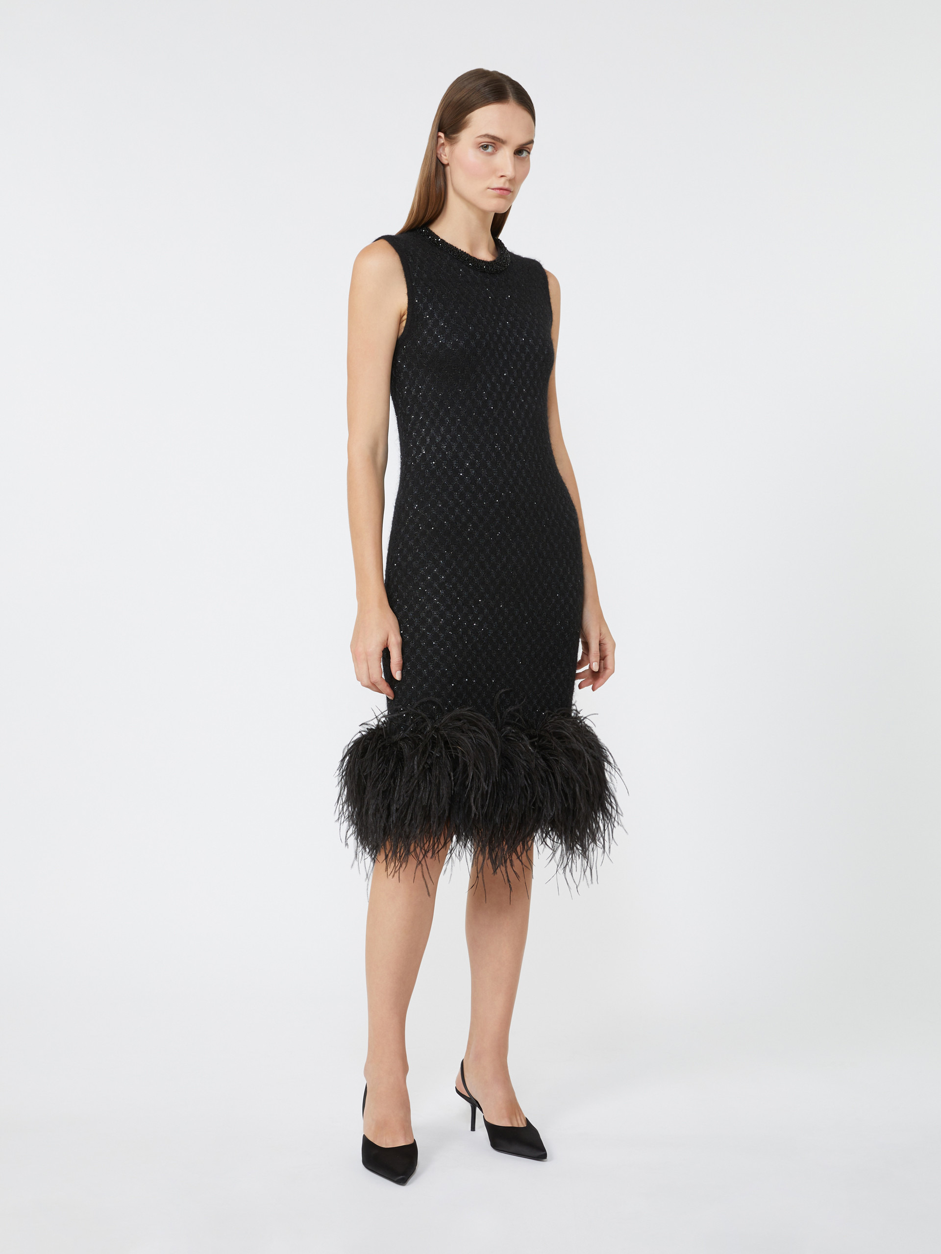 NOVARA Wool and mohair mini dress with feather detail - 2