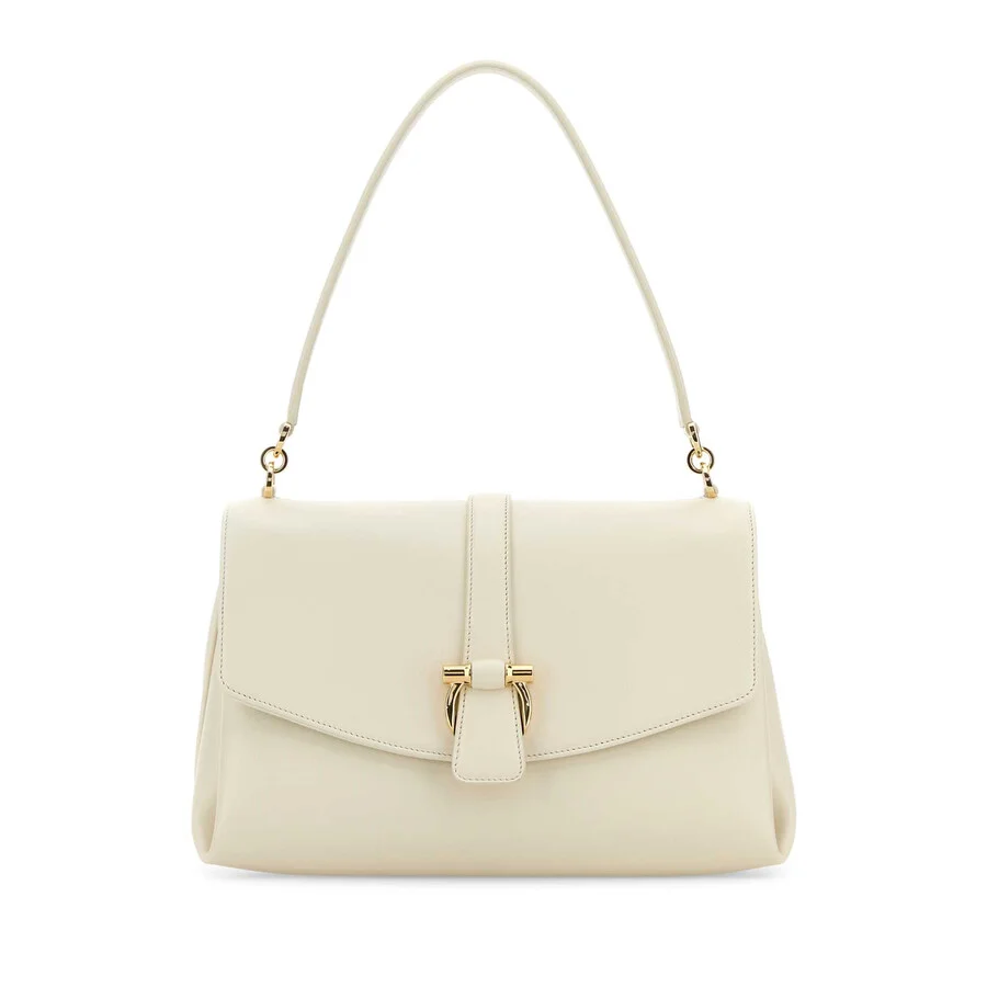 Ferragamo Ivory Leather Shoulder Bag - 1