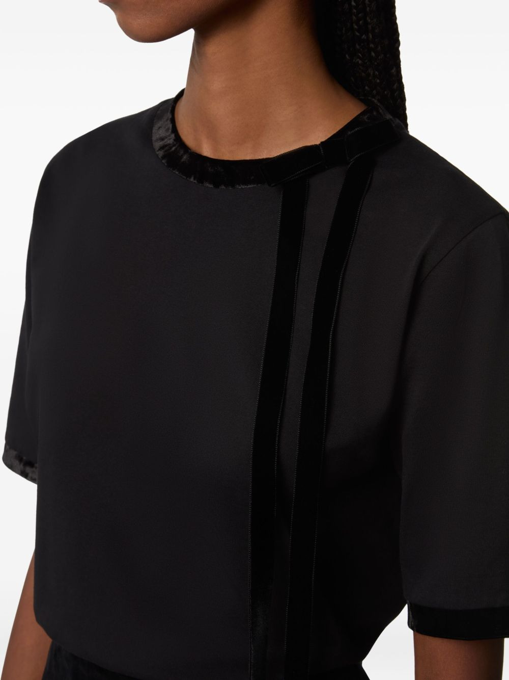 velvet-trimmed short-sleeves top - 5