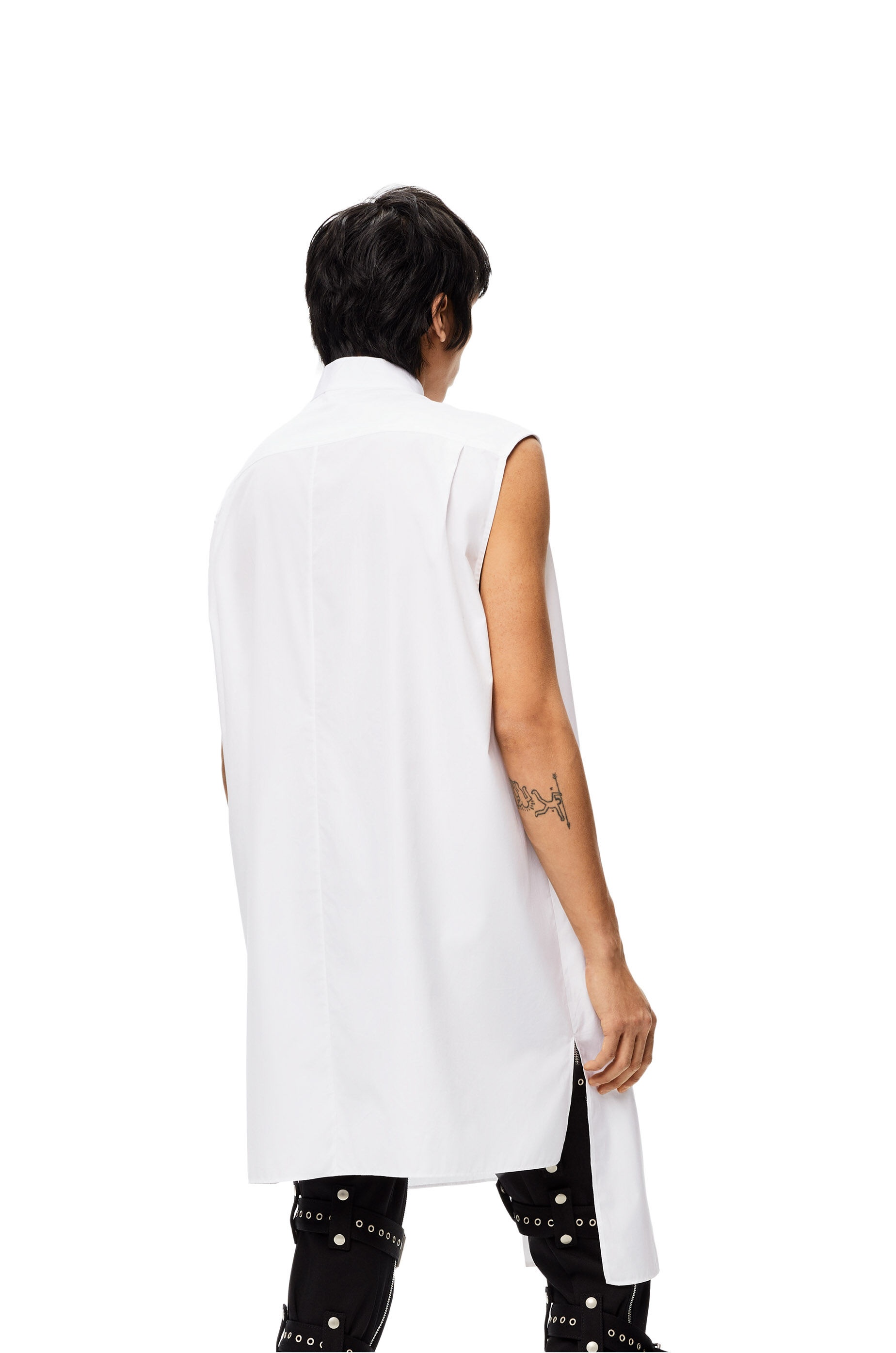 Sleeveless long shirt in cotton - 4