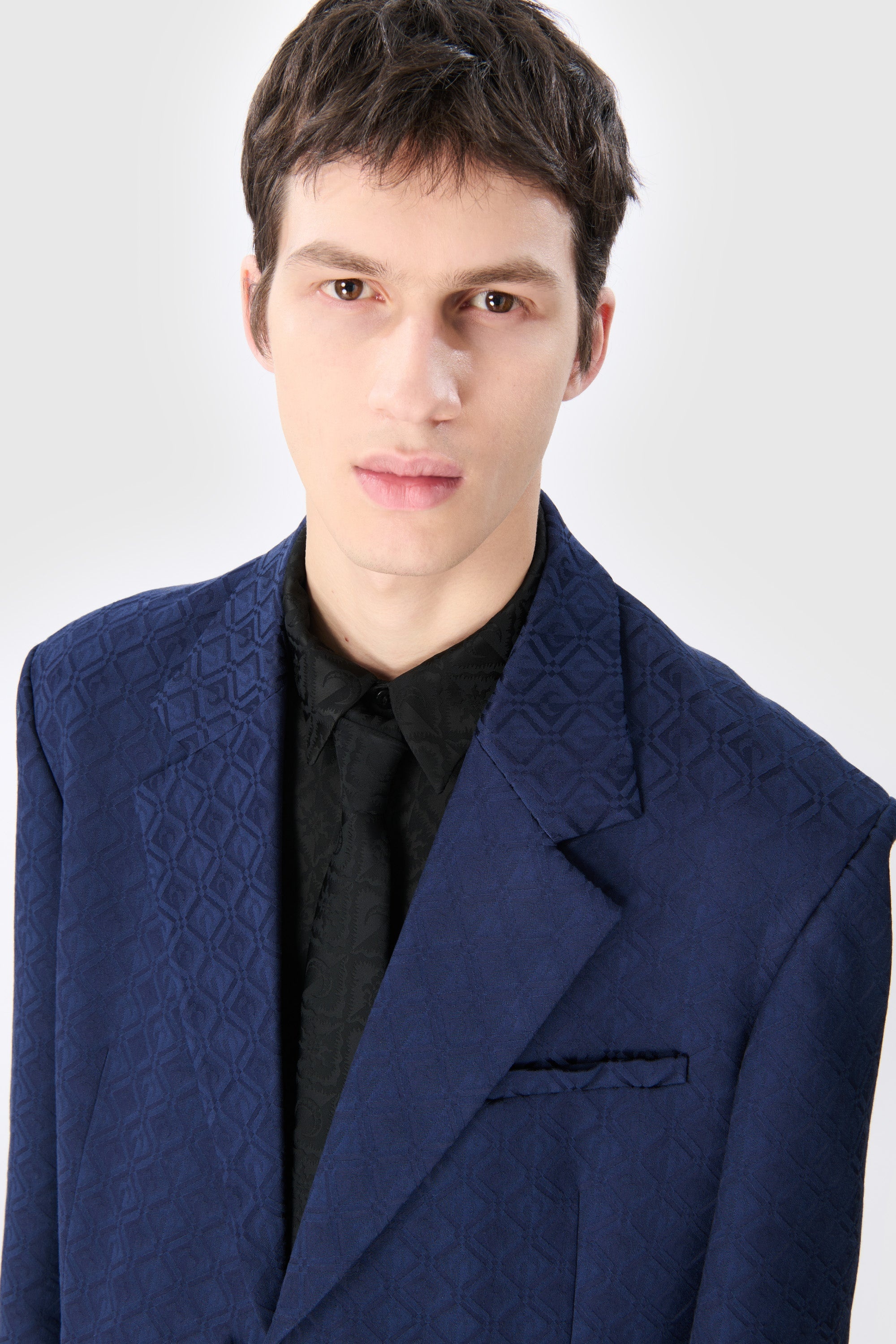 Moon Diamond Jacquard Tailoring Boxy Suit Jacket - 7