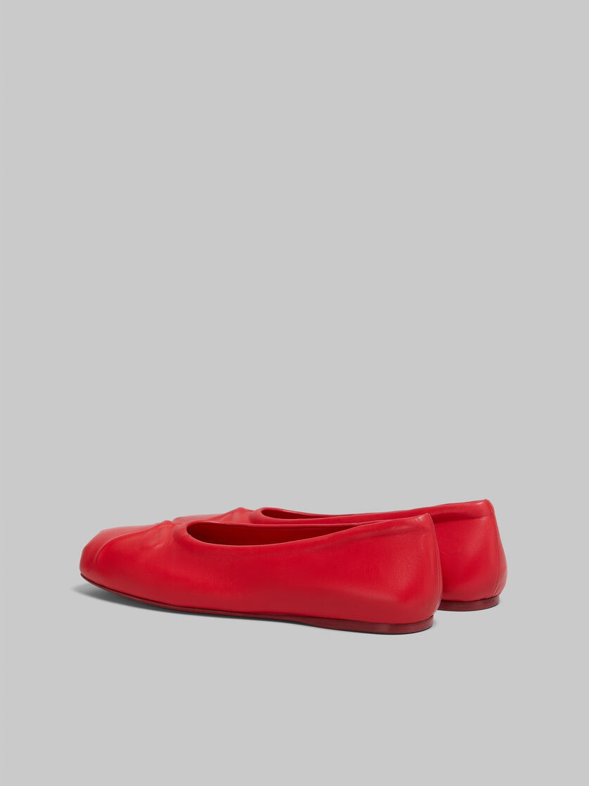 RED NAPPA LEATHER SEAMLESS LITTLE BOW BALLET FLAT - 3