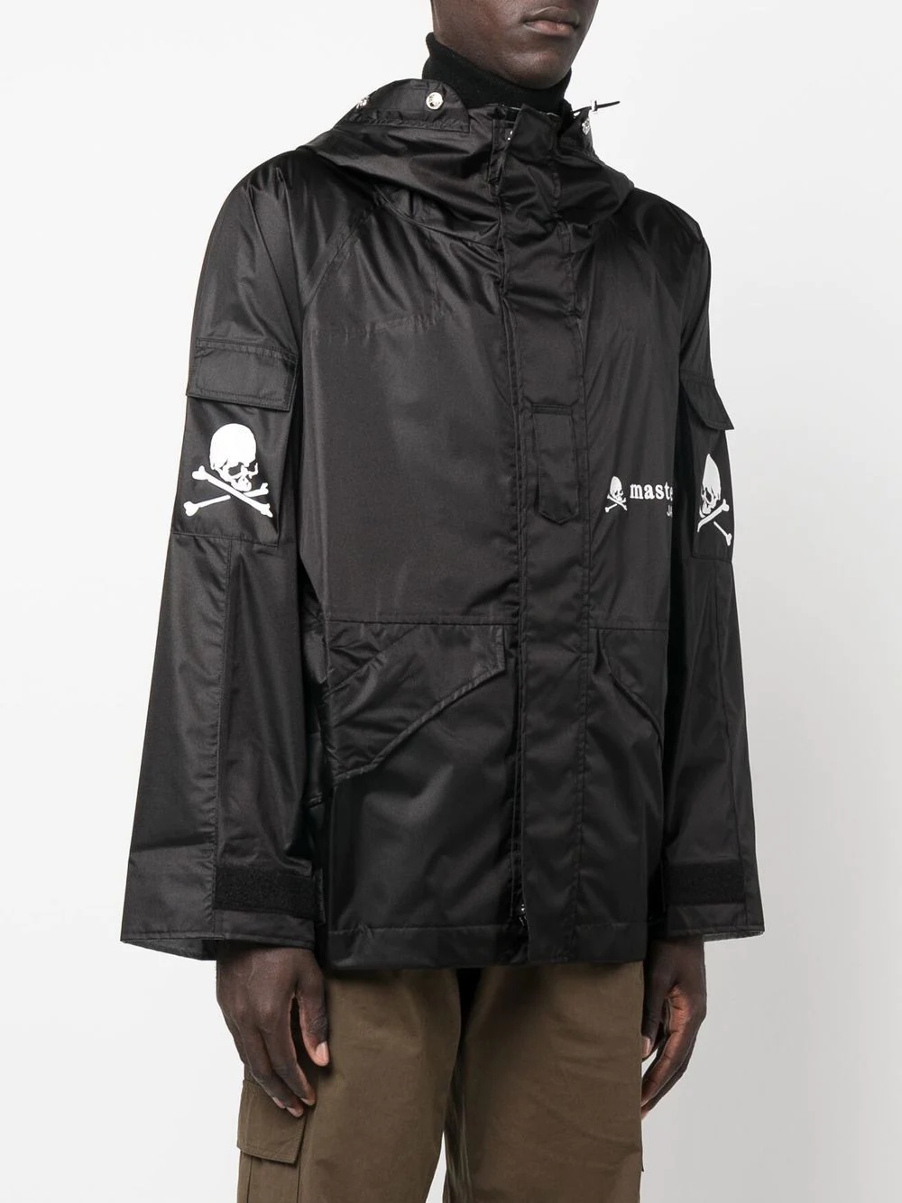 logo skull-print hooded jacket - 3