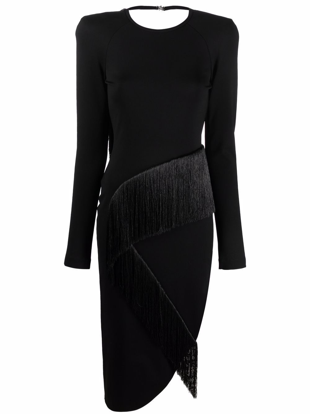 panelled long-sleeved midi dress - 1