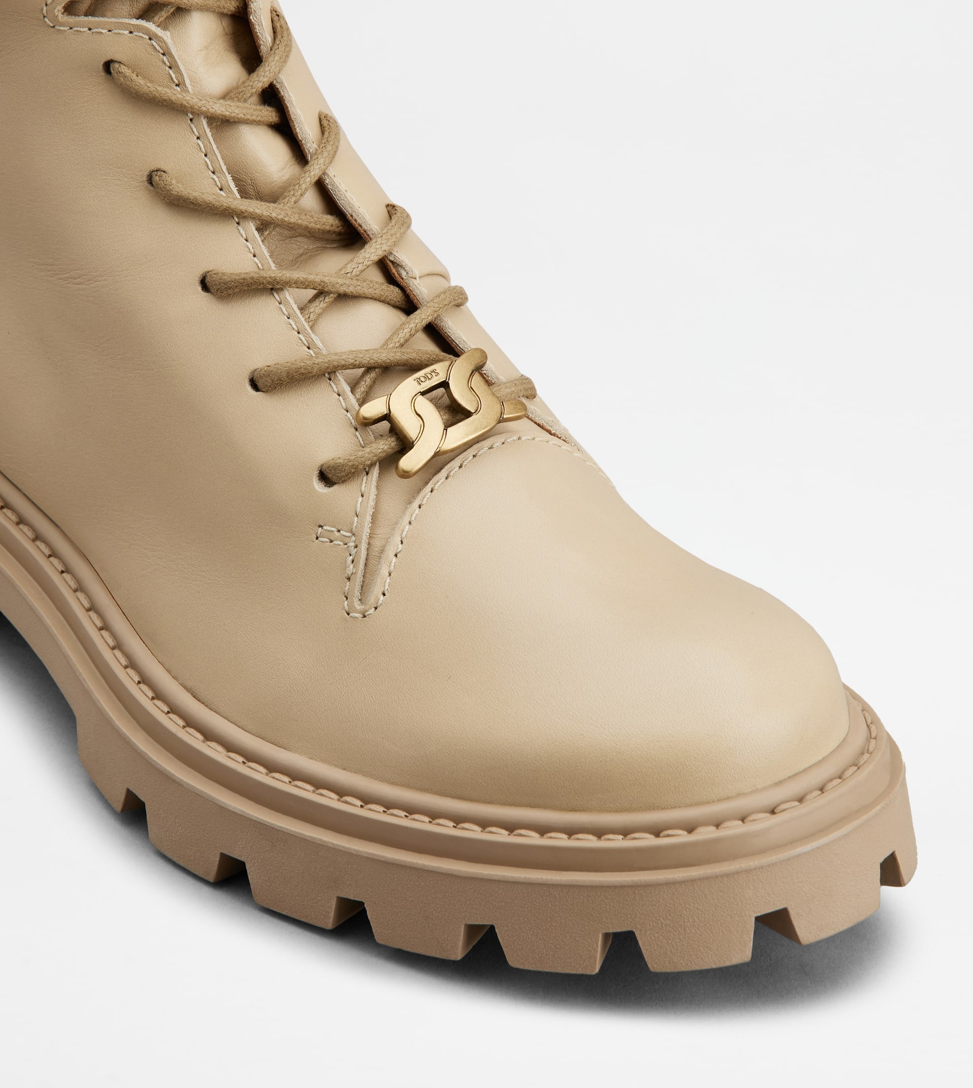 COMBAT BOOTS IN LEATHER - BEIGE - 5