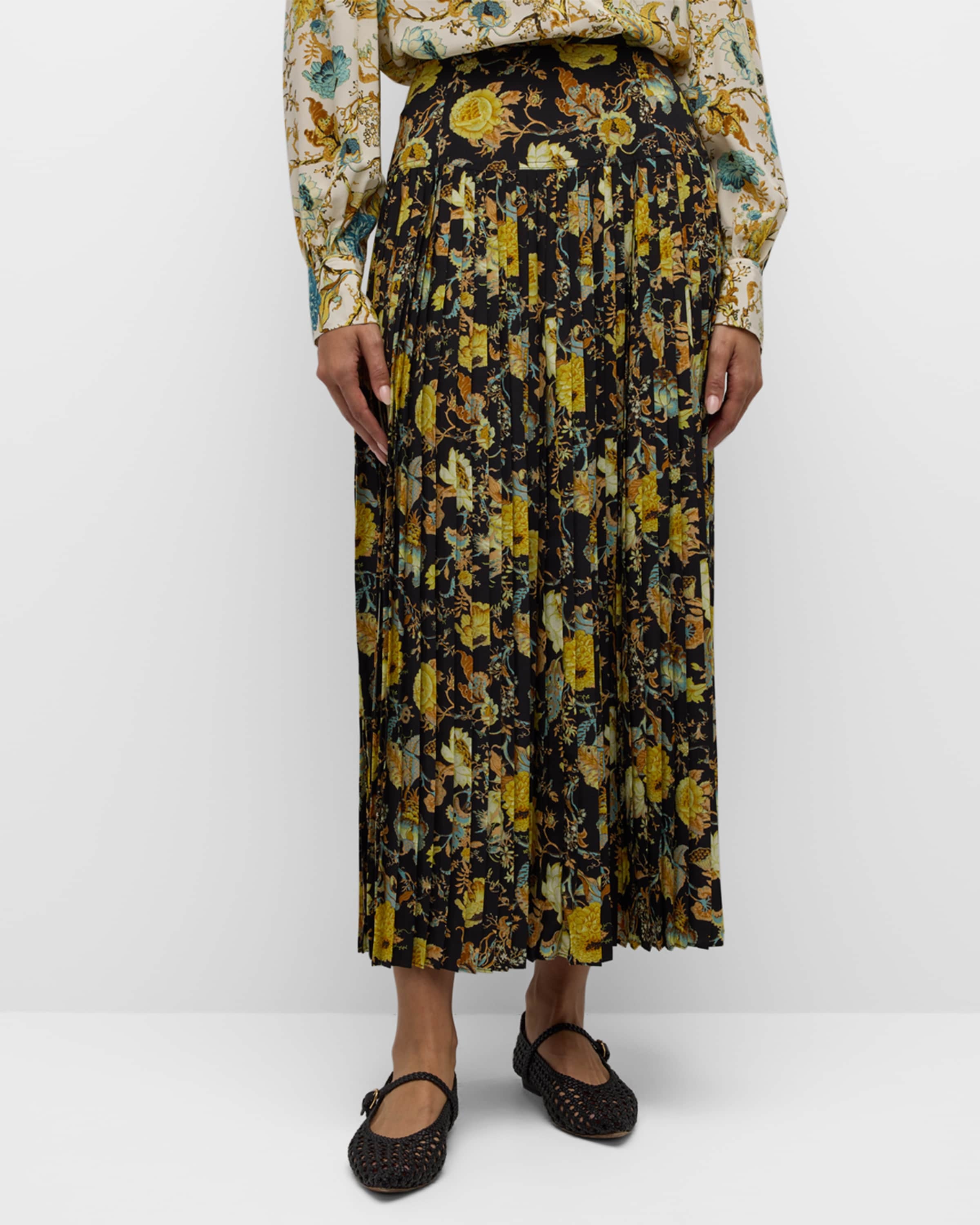 Annine Floral Pleated Midi Skirt - 2