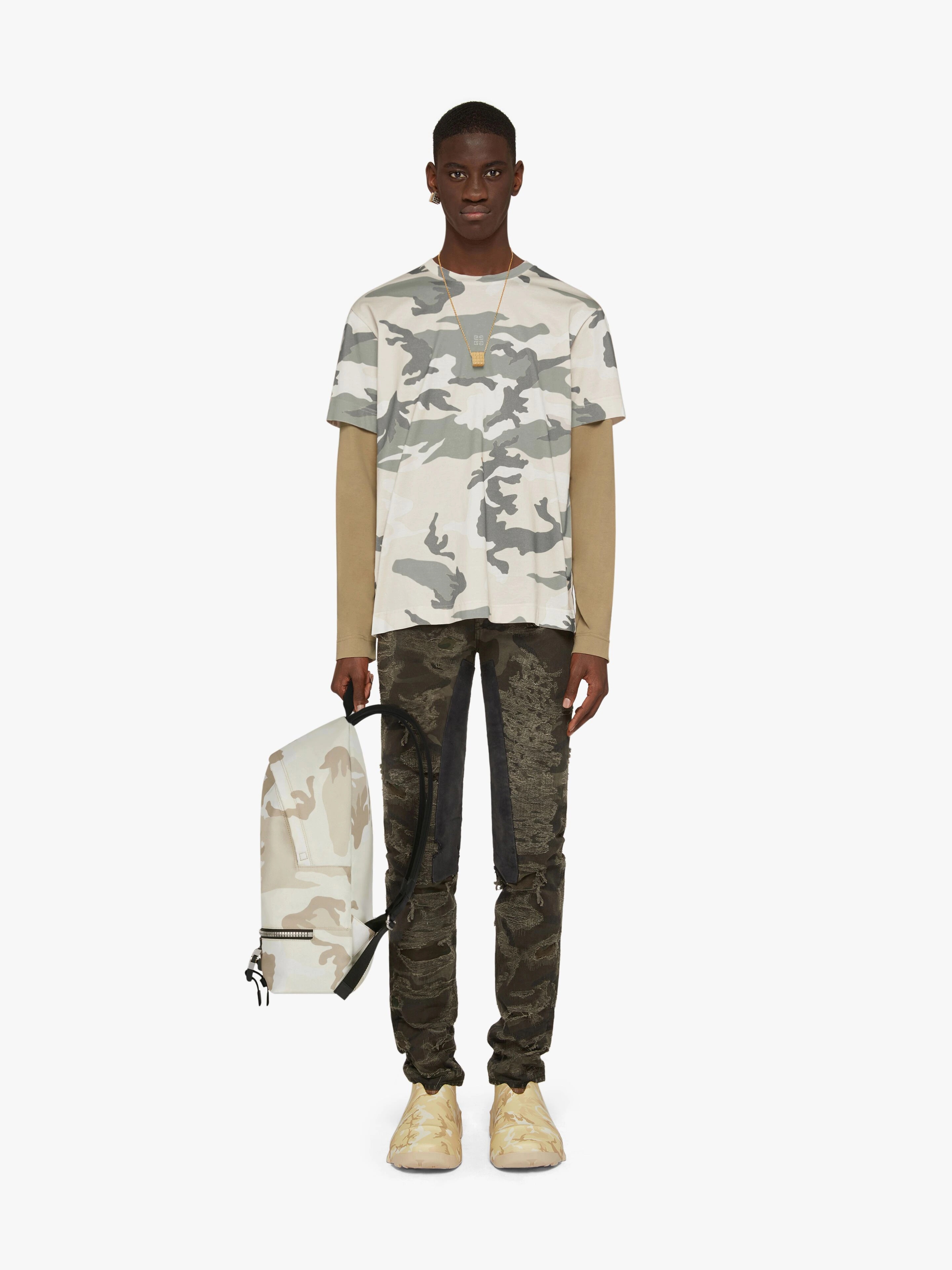 SLIM-FIT IN DESTROYED DENIM WITH PRINTED CAMO - 2