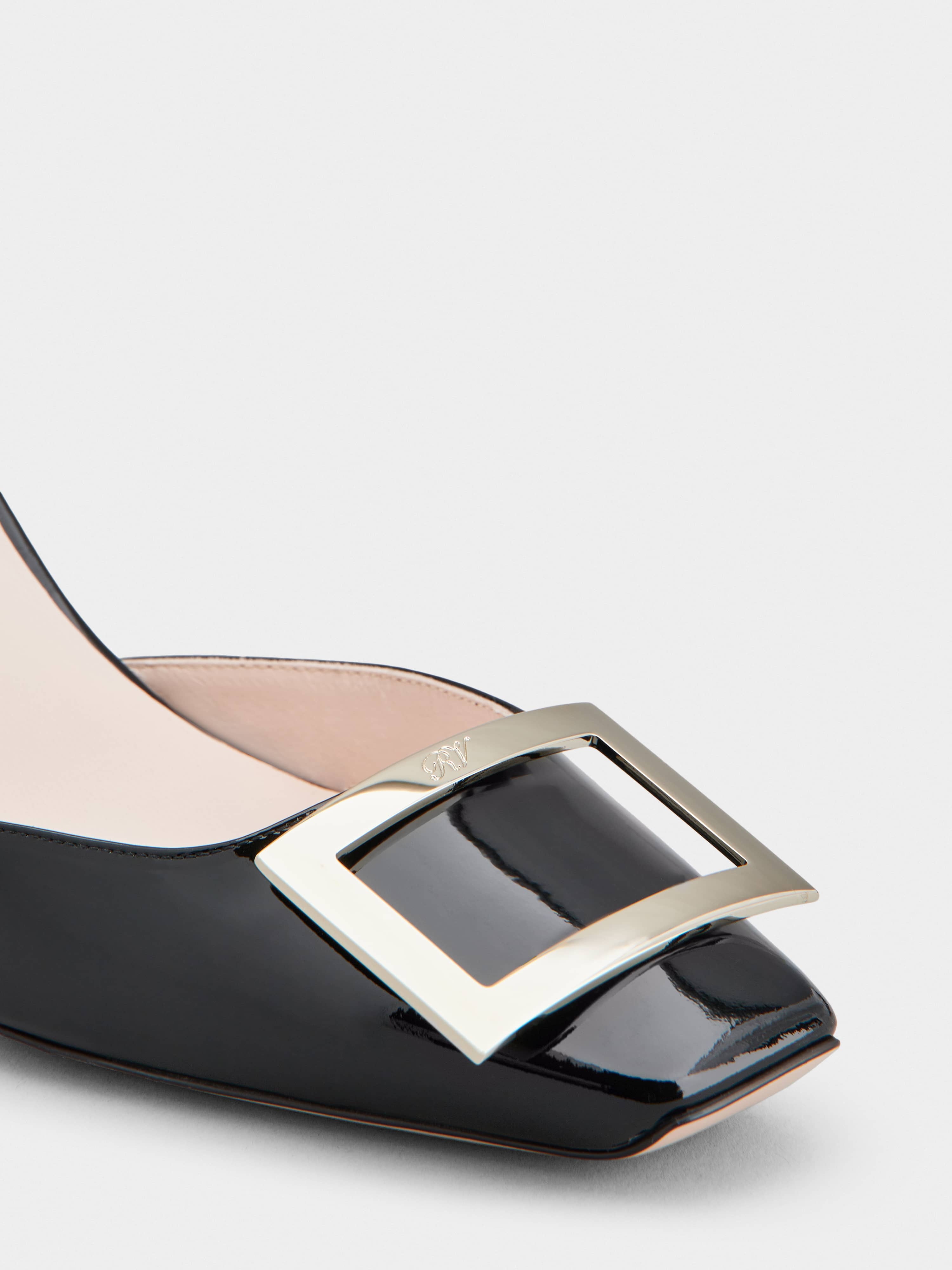 Trompette Metal Buckle Slingback Pumps in Patent Leather - 3