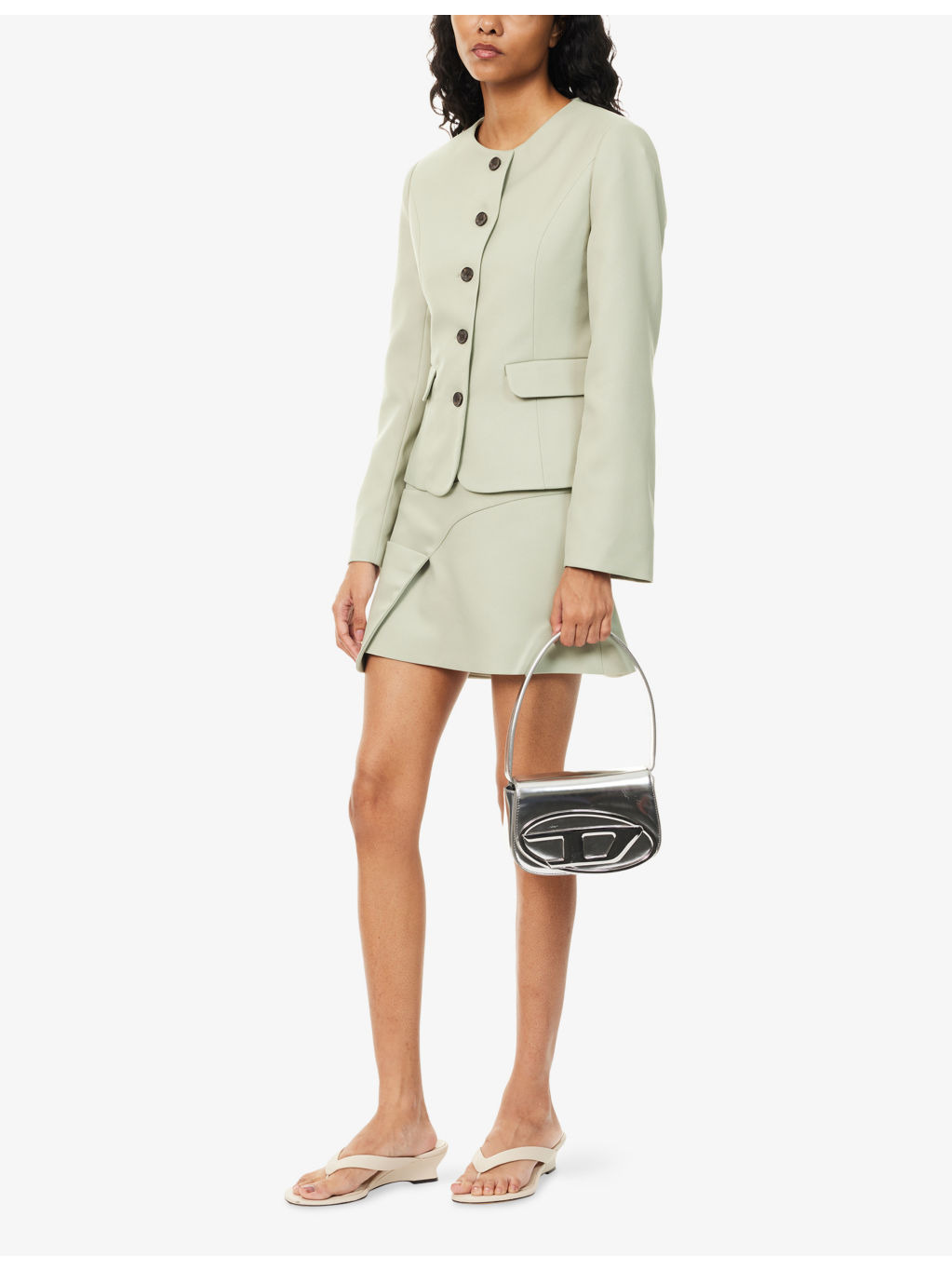 Agnes Round-Neck Fitted Woven Jacket - 2