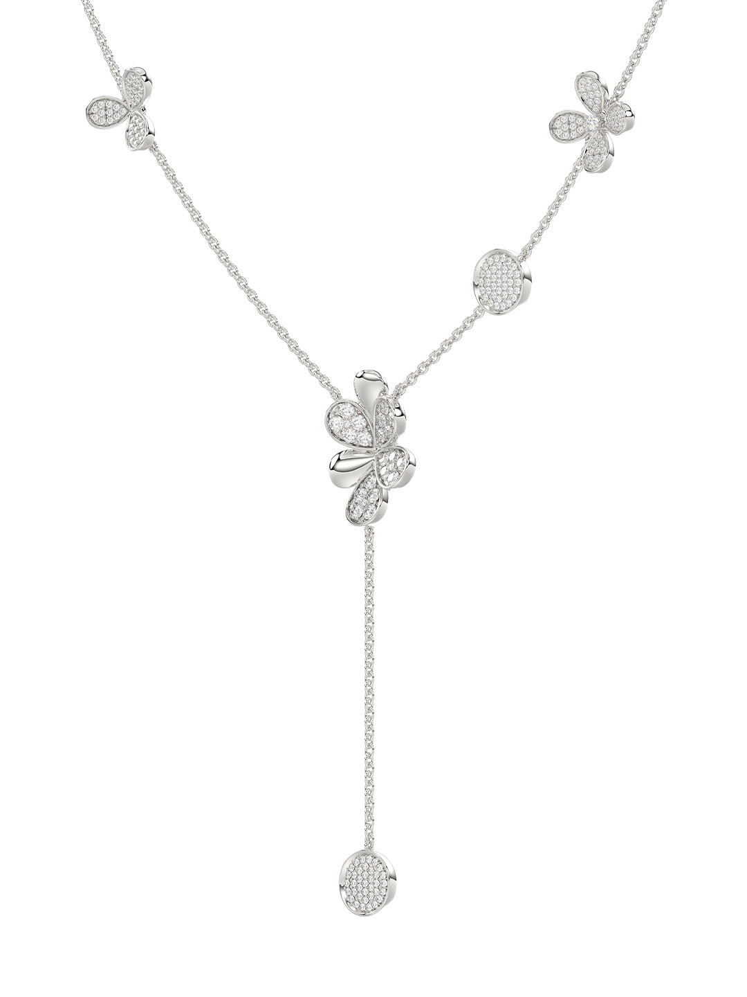 FLORAL WHITE GOLD Y NECKLACE - 3