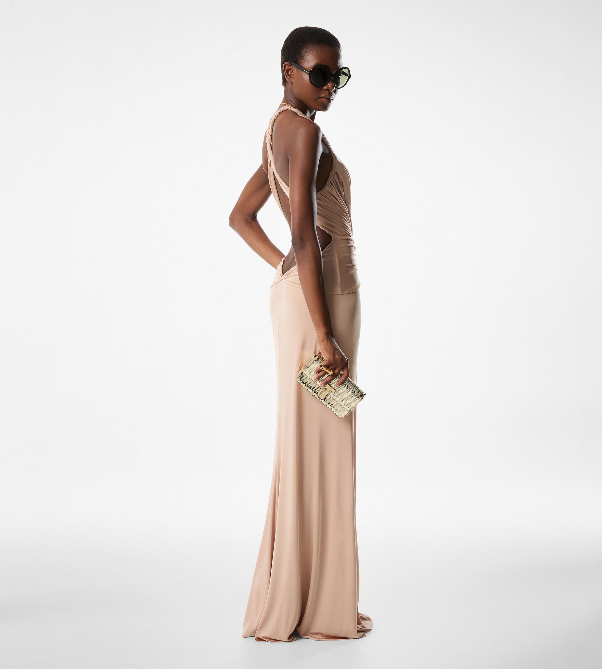 V-NECK CRISS-CROSS EVENING DRESS - 3