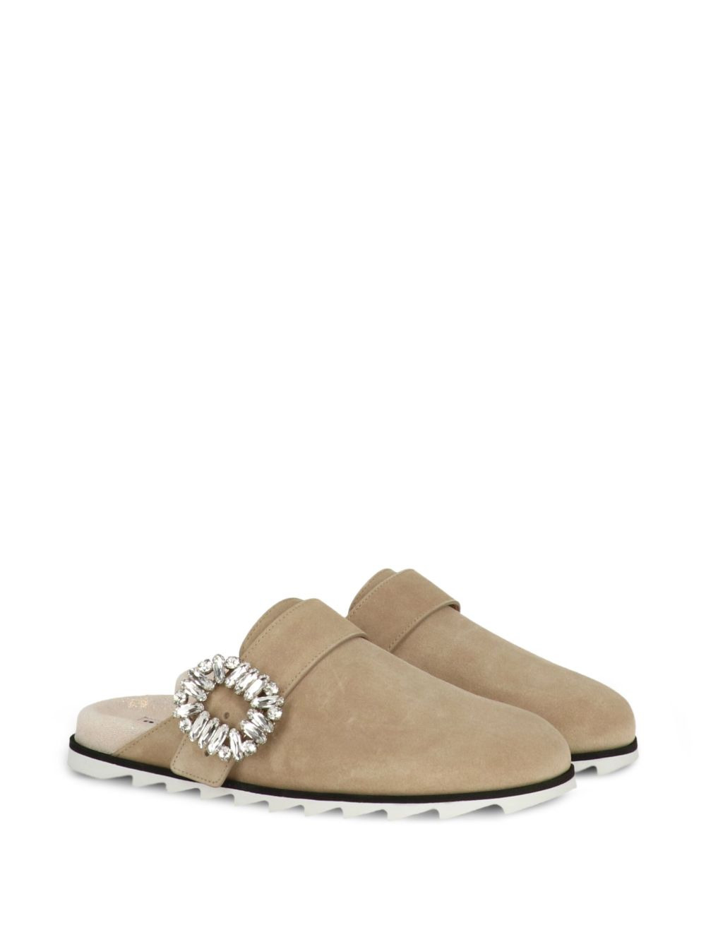 buckle-embellished suede mules - 2