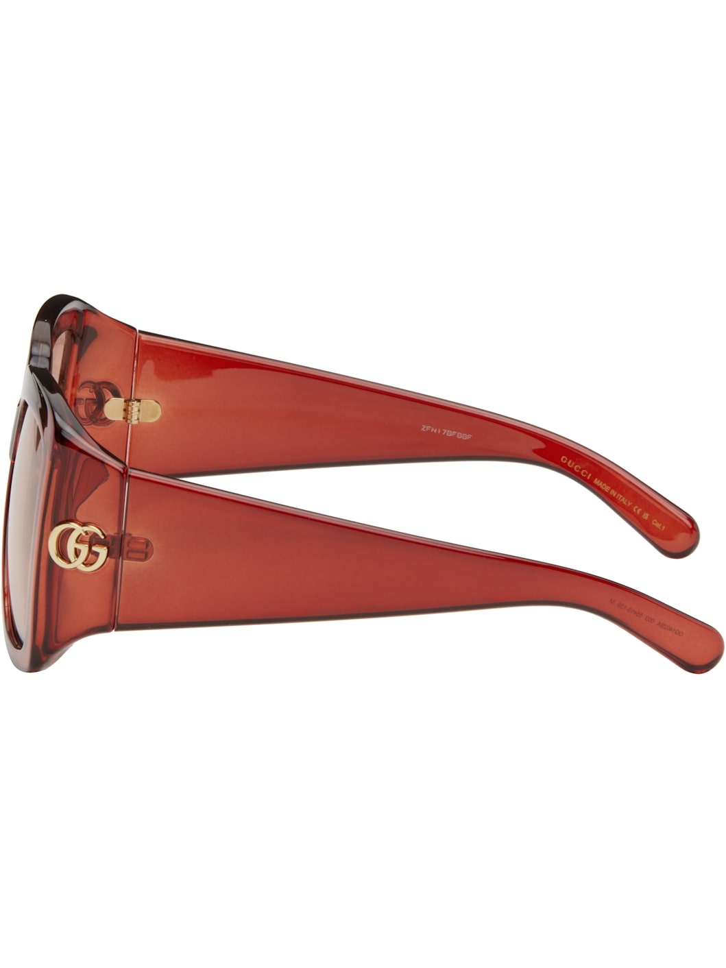 Burgundy GG Corner Rectangular Sunglasses - 3
