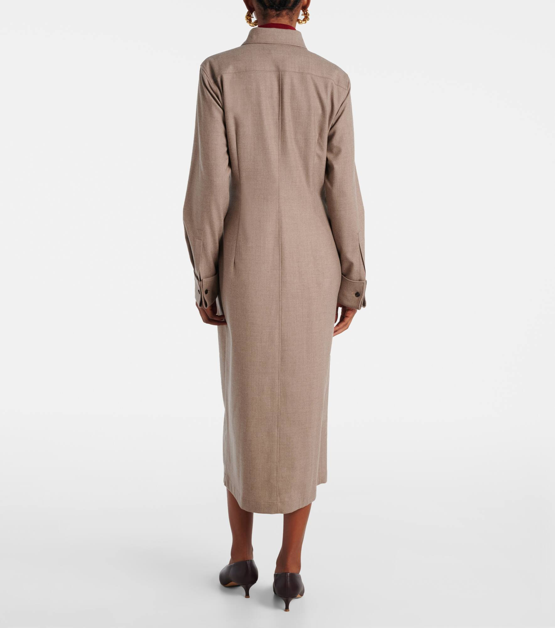 Pallino cashmere-blend shirt dress - 3