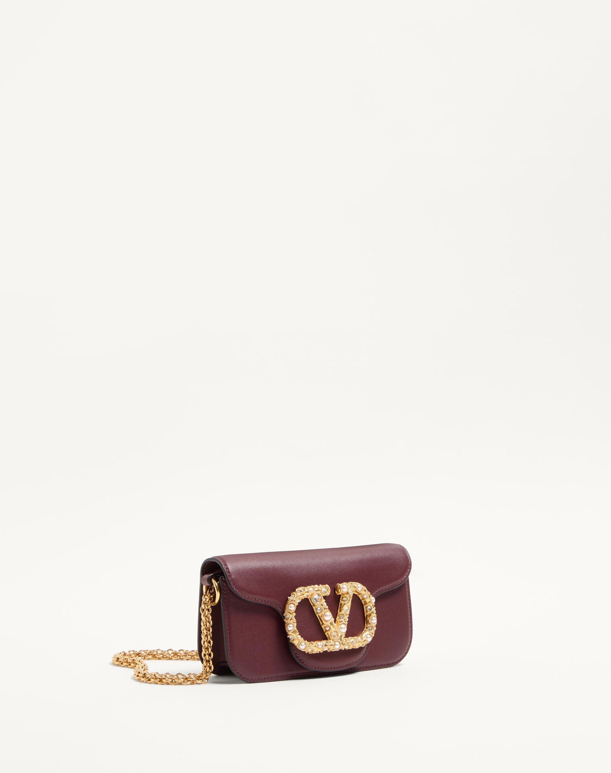 VALENTINO GARAVANI LOCÒ SMALL SHOULDER BAG IN CALFSKIN WITH JEWEL LOGO - 3