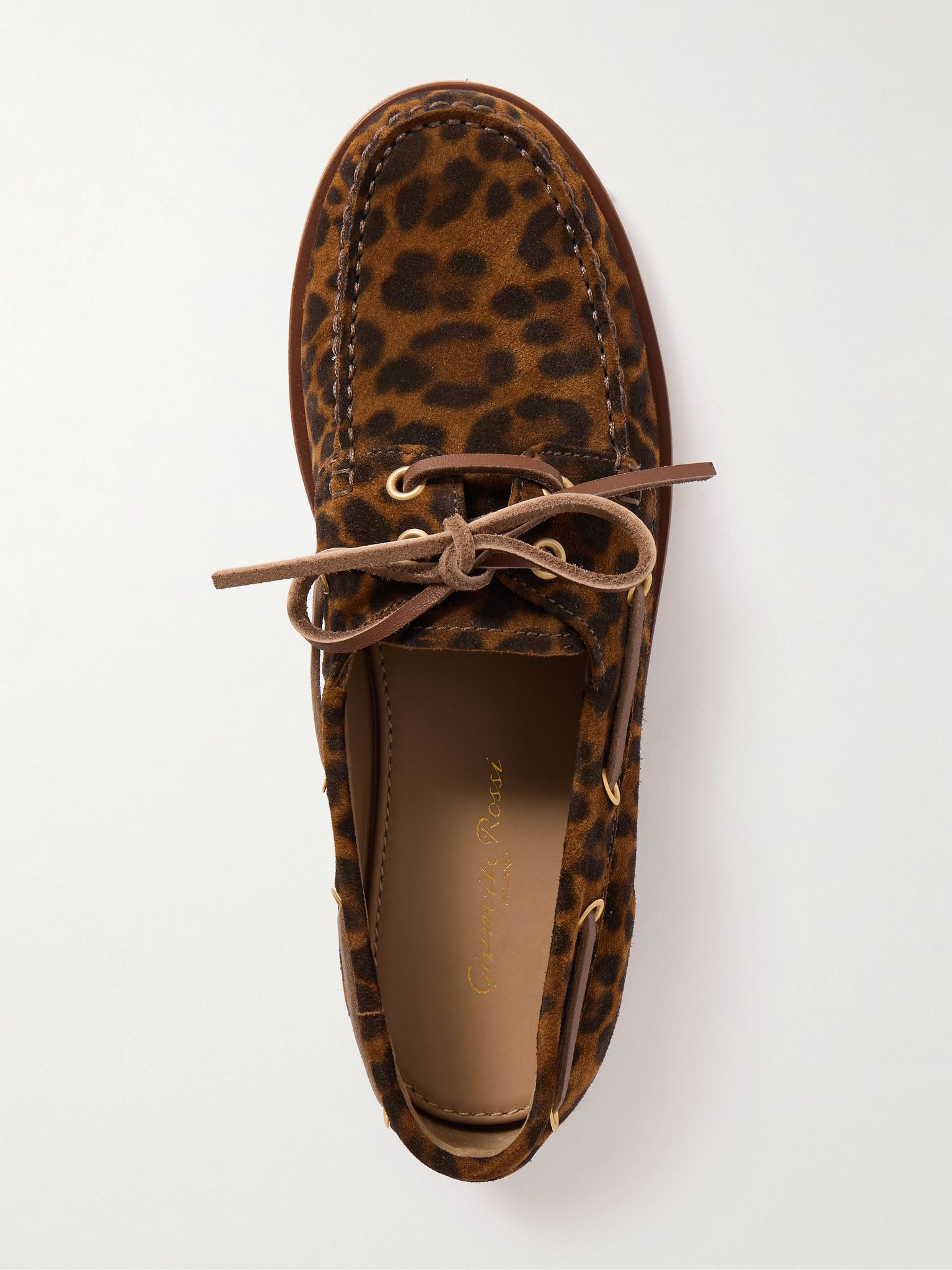 Vandée leopard-print suede boat shoes Leopard print - 5