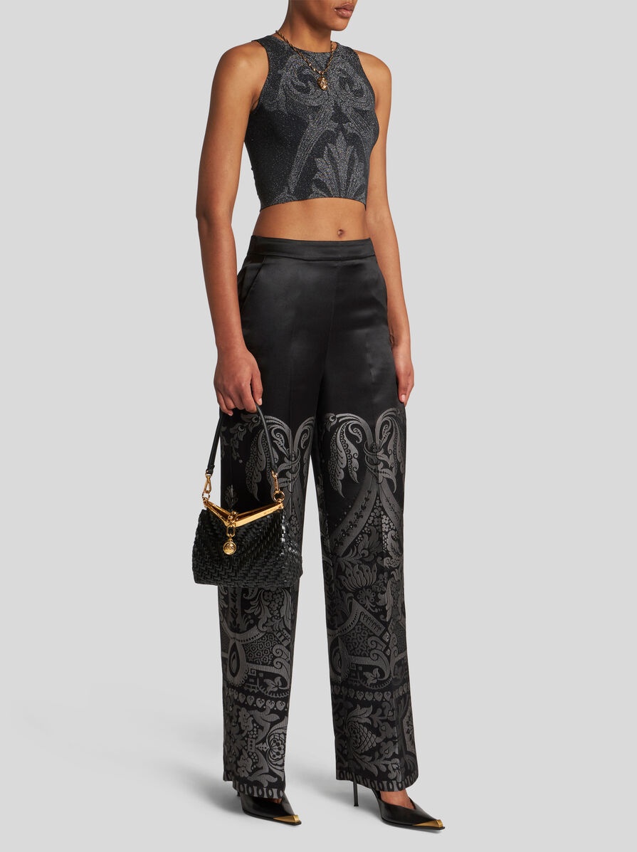 SILK JACQUARD PALAZZO TROUSERS - 4