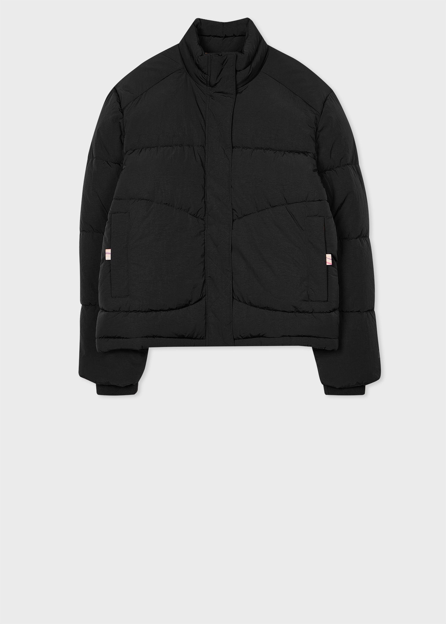 Women's Black Crinkle Short Quilted Coat - 1