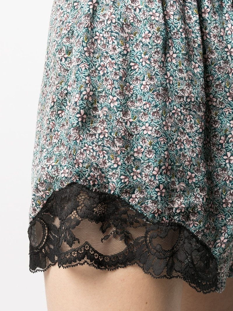 lace-panel floral-print shorts 5