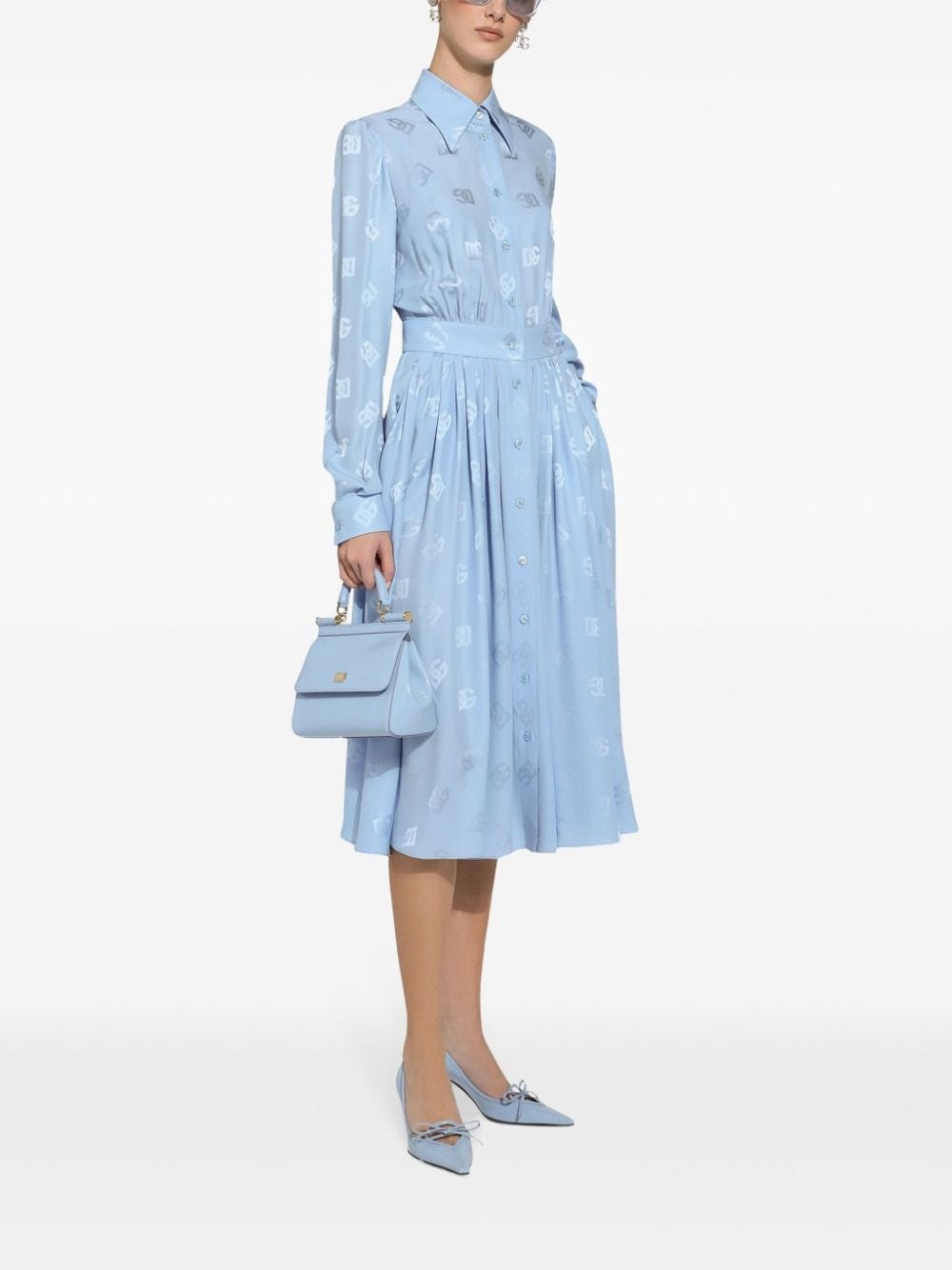 monogram-jacquard shirt dress - 3