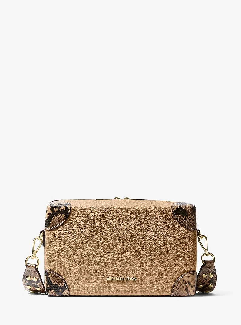 Jeanie Small Signature Logo and Snake Embossed Crossbody Bag - 1