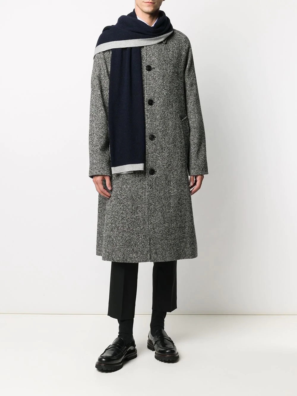 mélange-effect single-breasted overcoat - 2