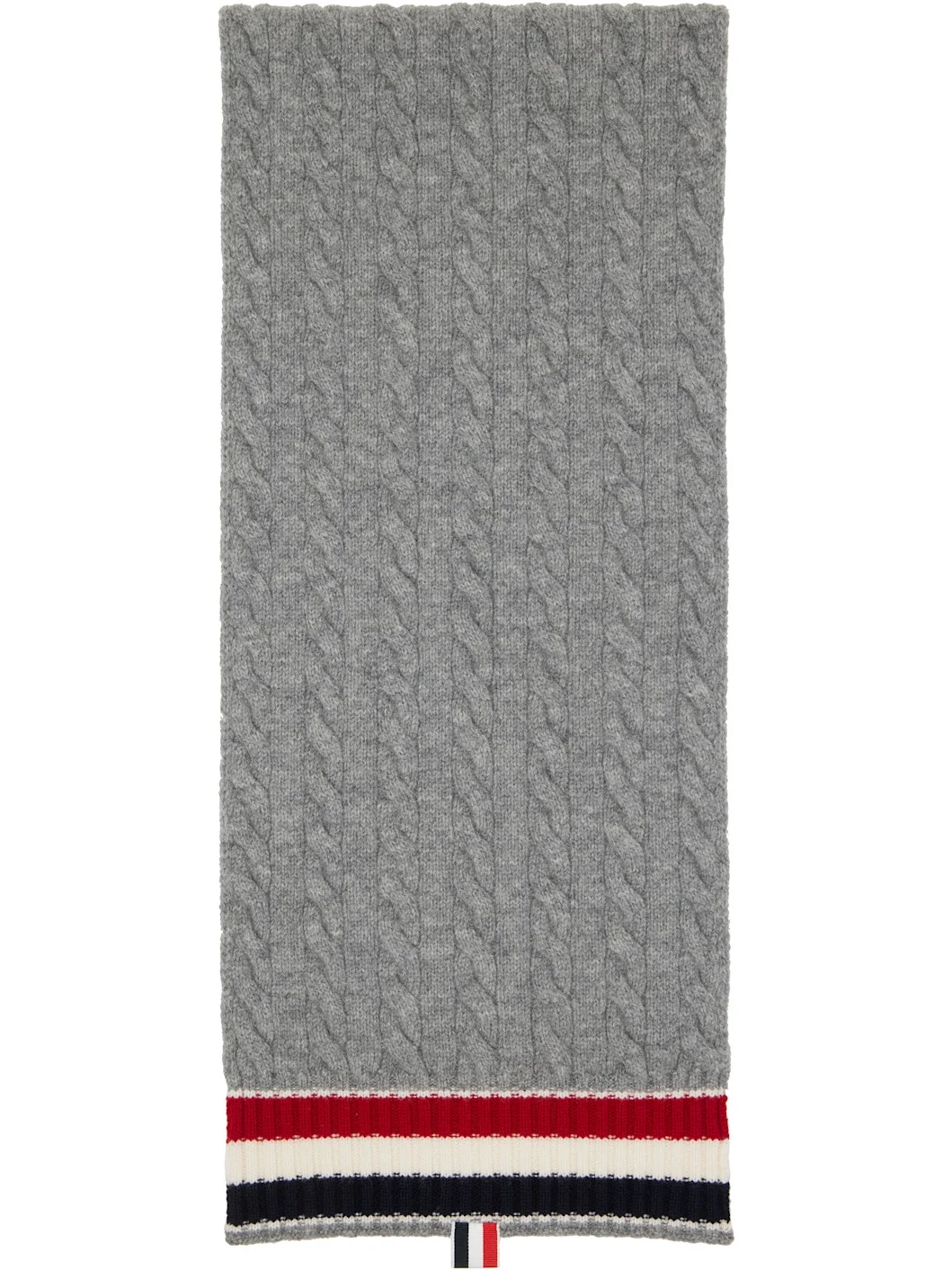 Gray Cable Knit Wool Scarf - 1